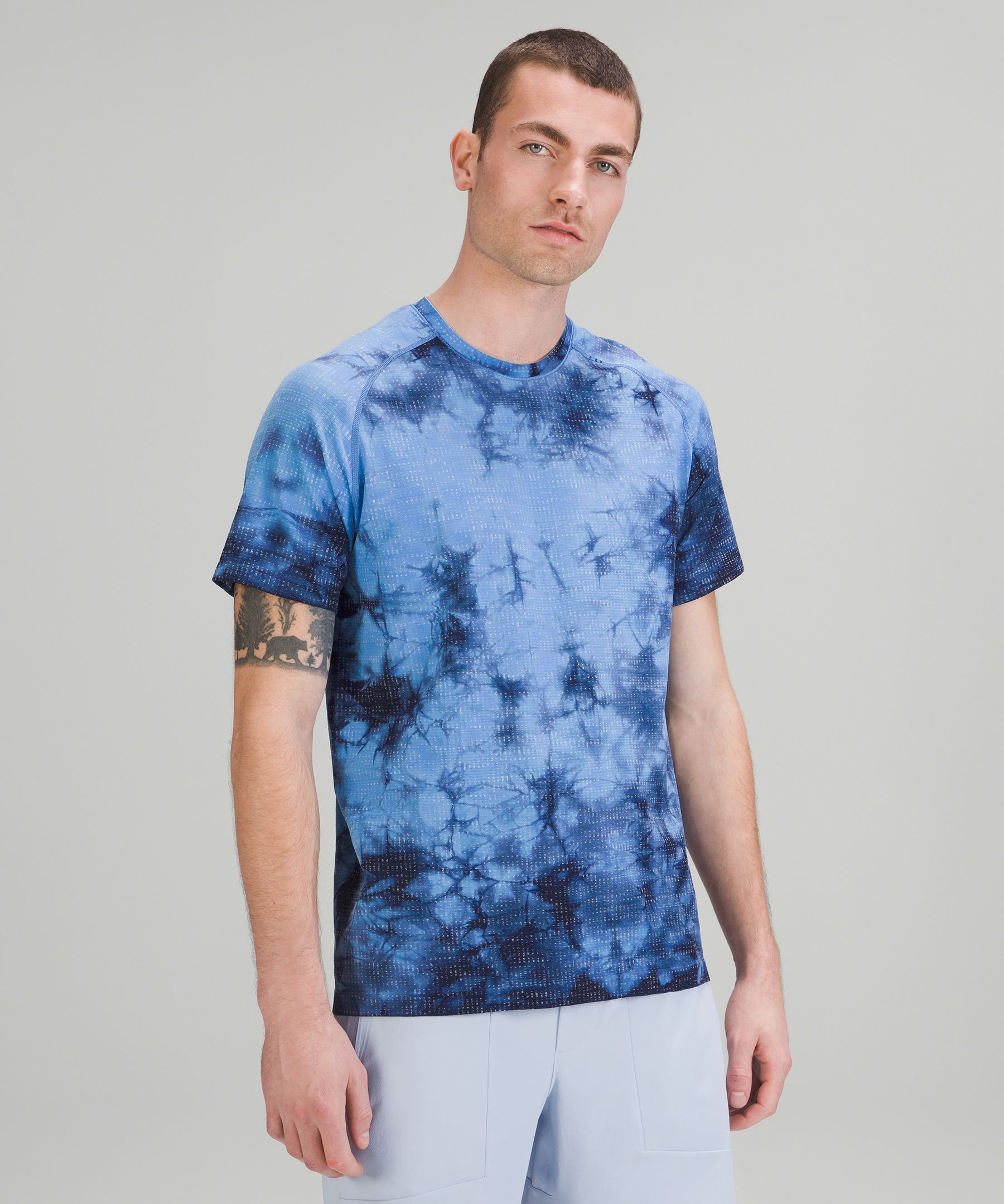 Lululemon Metal Vent Tech Short Sleeve Shirt 2.0 In Disconnect Marble Dye Blue Nile/true Navy