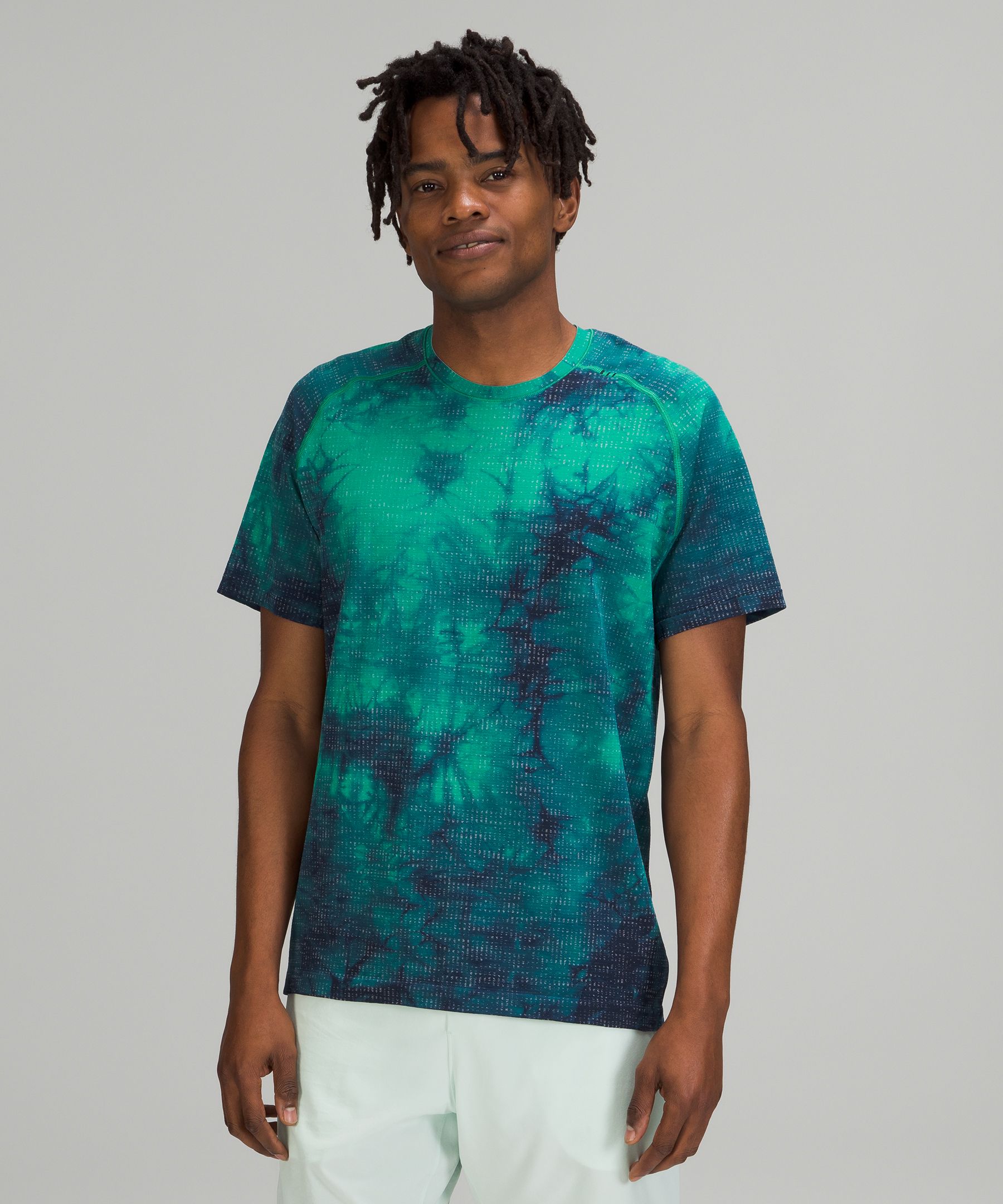 Lululemon Metal Vent Tech Short Sleeve Shirt 2.0 In Disconnect Marble Dye Emerald Ice/true Navy