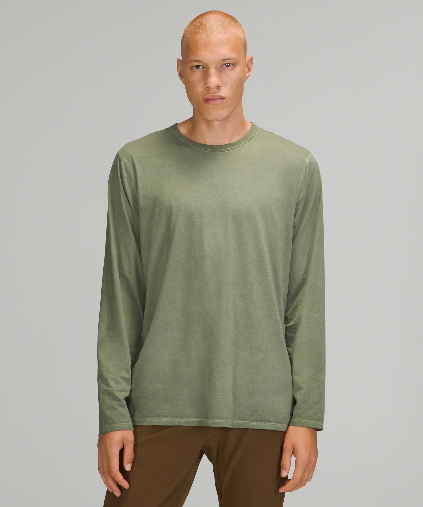 Lululemon The Fundamental Long Sleeve Shirt In Breeze Dye Green Twill