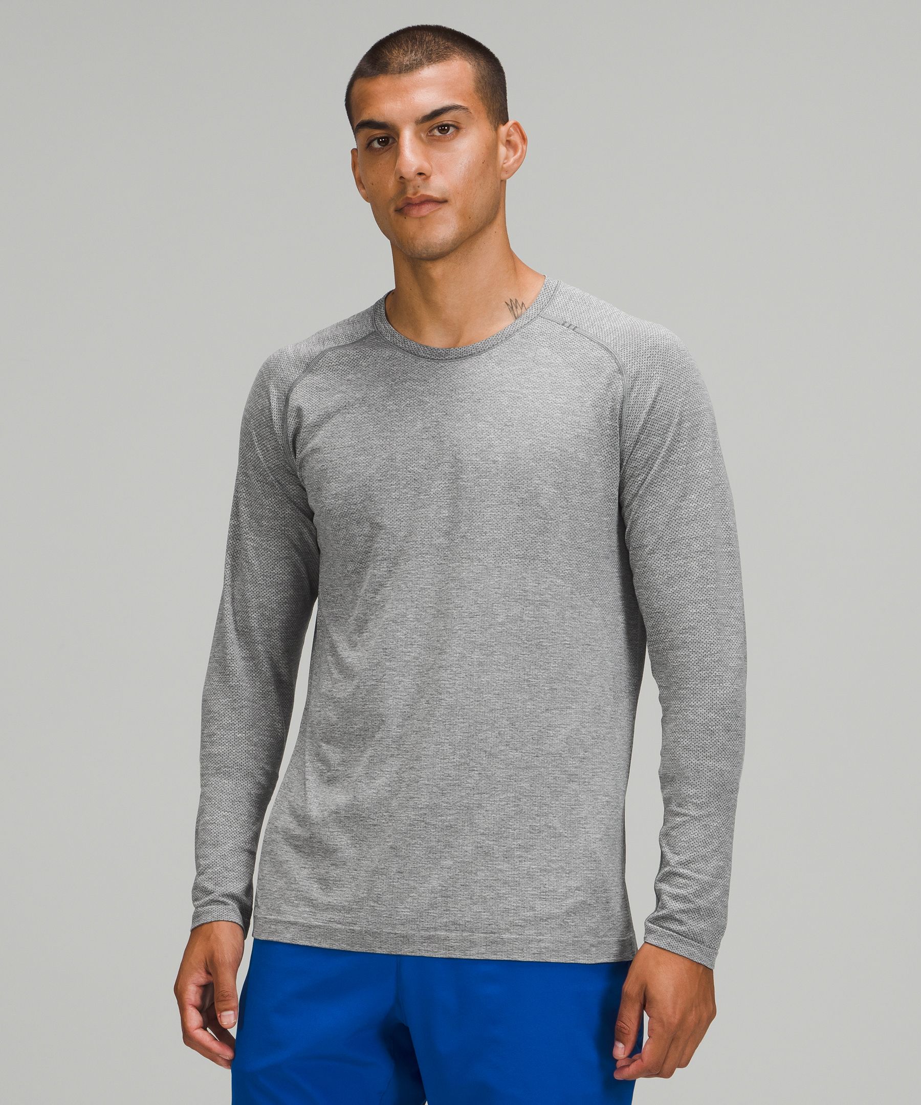 Lululemon Metal Vent Tech Long Sleeve Shirt 2.0 In Disrupted Grid Rover/raw Linen