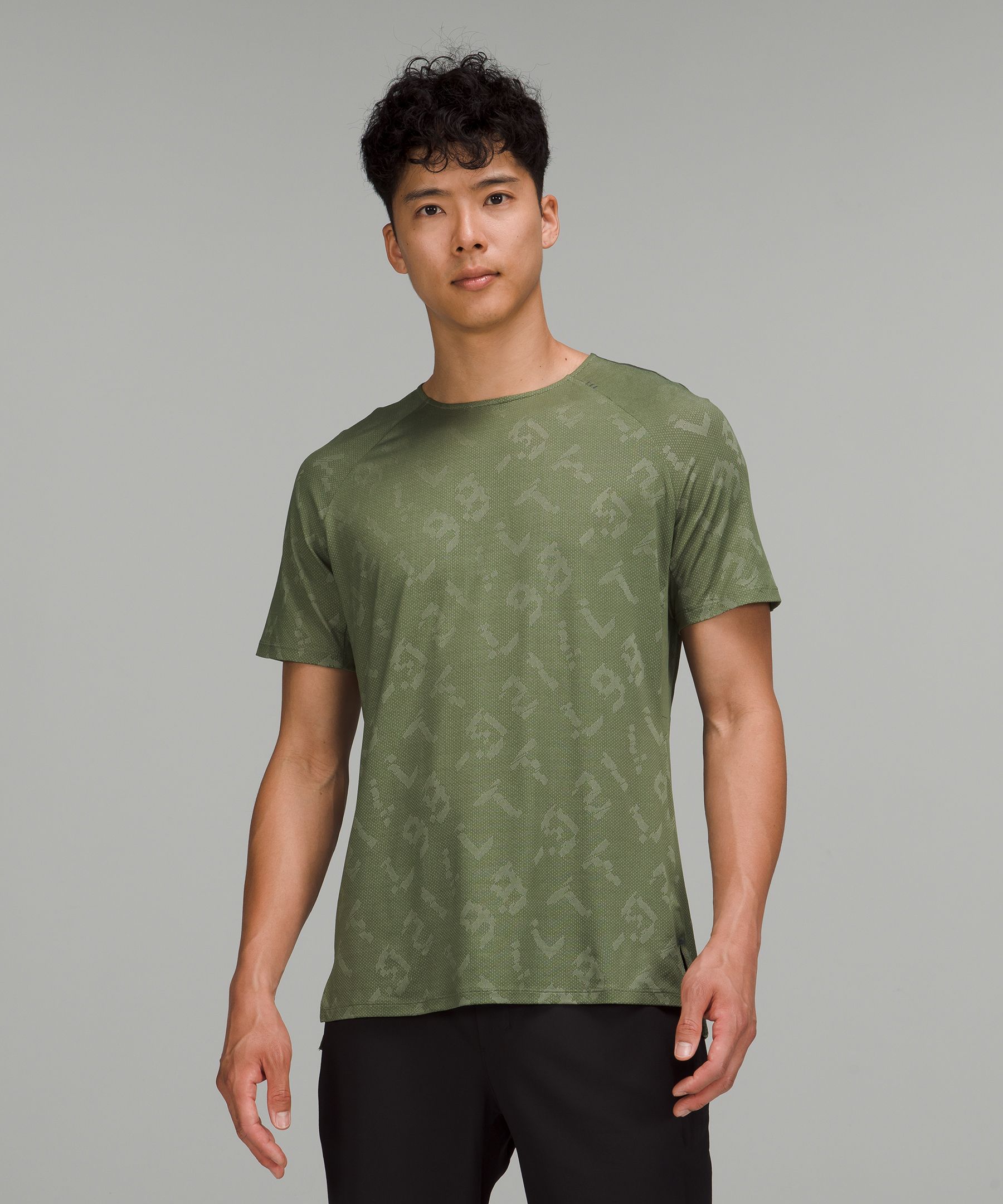 Lululemon Textured Training Short Sleeve Shirt In Glitch Code Camo Jacquard  Green Twill Green Fern