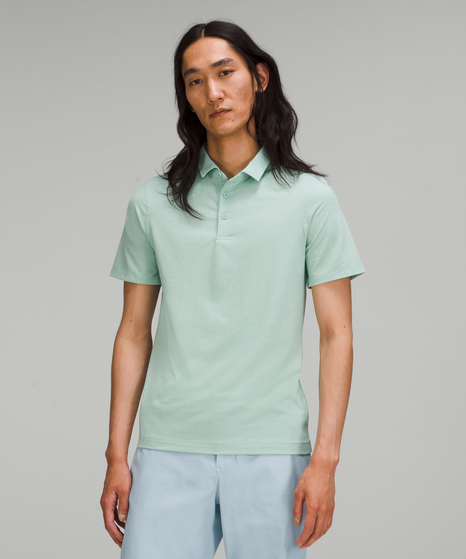 Lululemon Evolution Short Sleeve Polo Shirt In Heathered Arctic Green