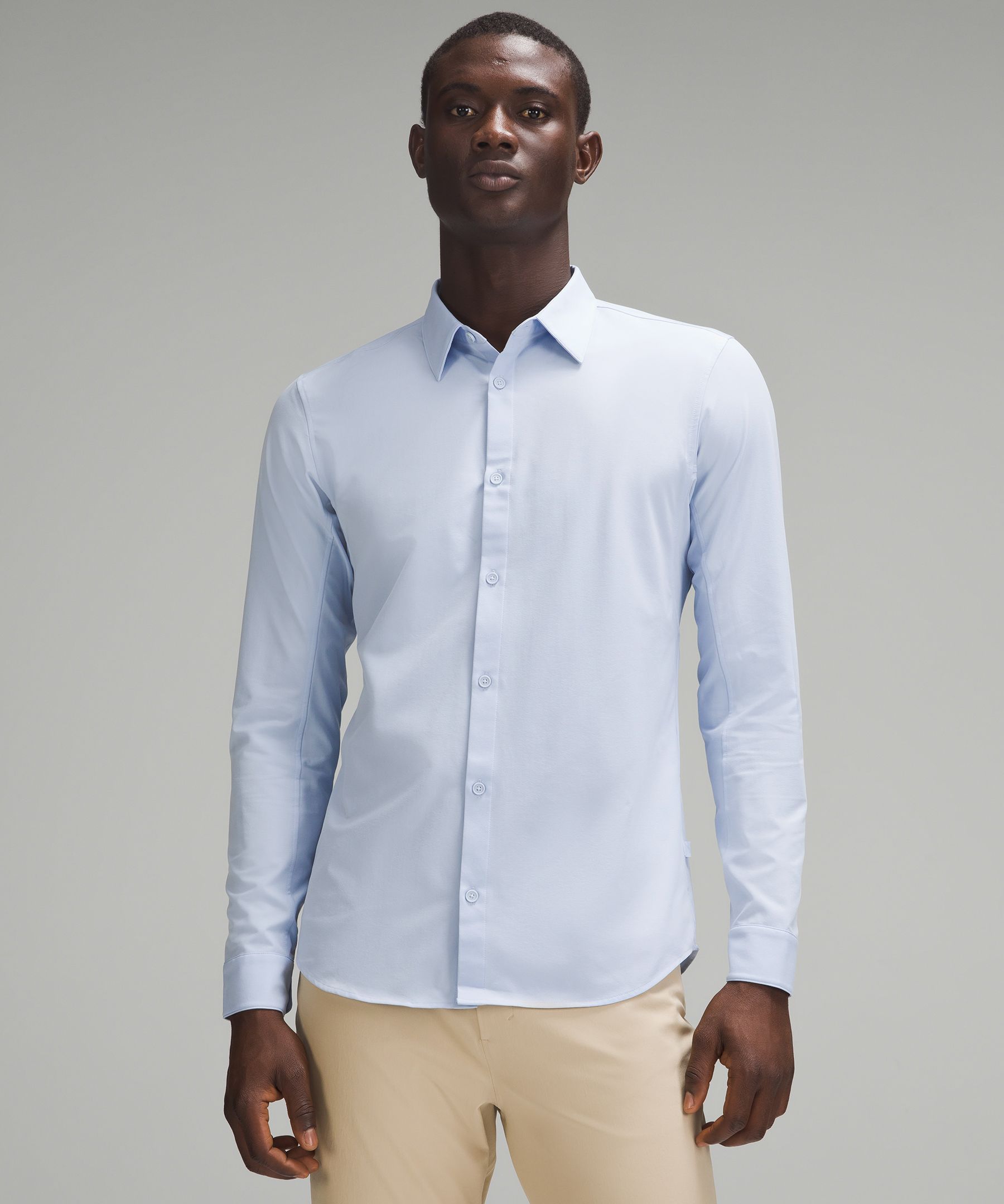 Lululemon New Venture Slim-Fit Long-Sleeve Shirt - Blue/Pastel - Size XXXL Easy Care Fabric