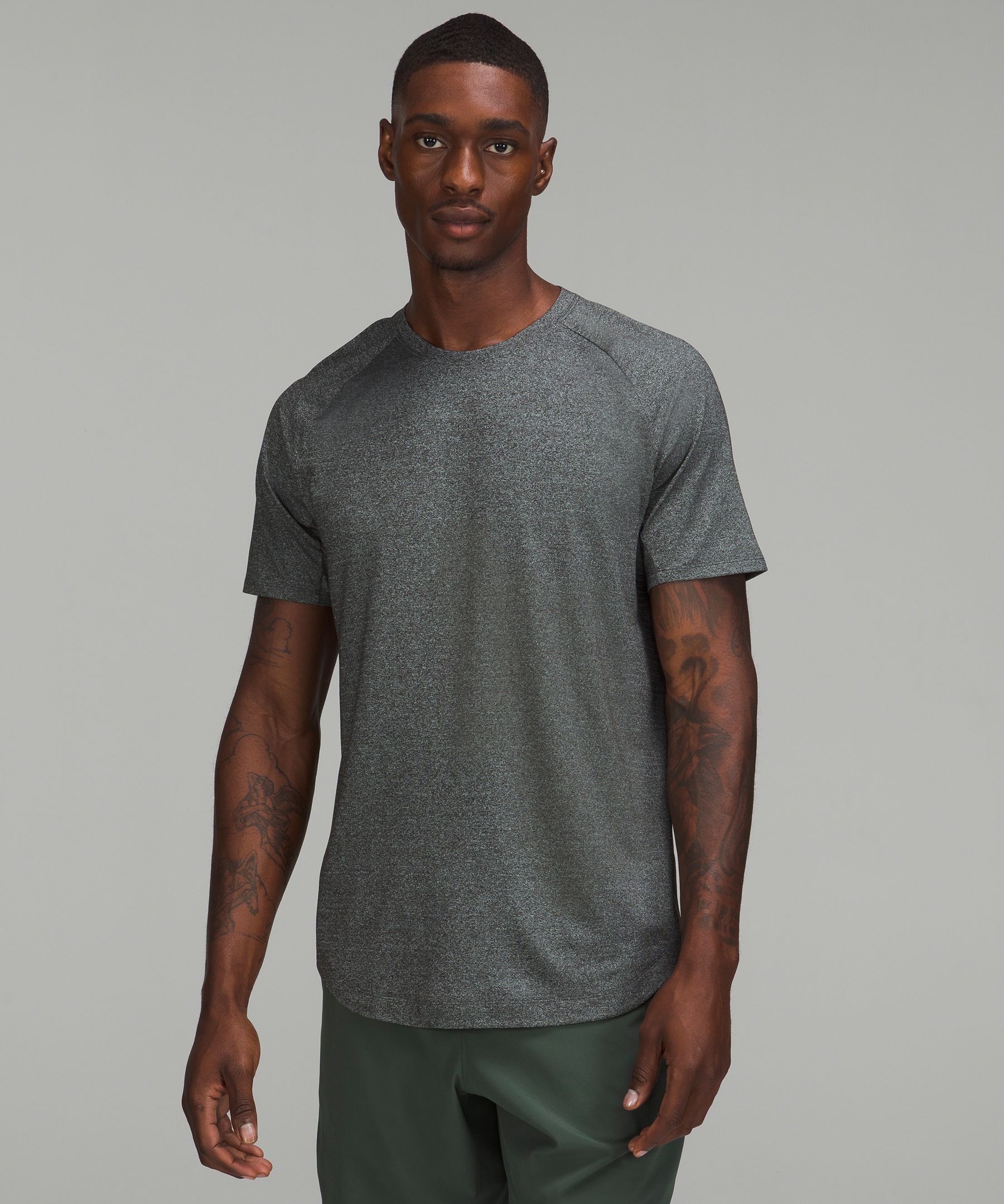Lululemon Drysense Training Short Sleeve Shirt In Black/breeze Blue