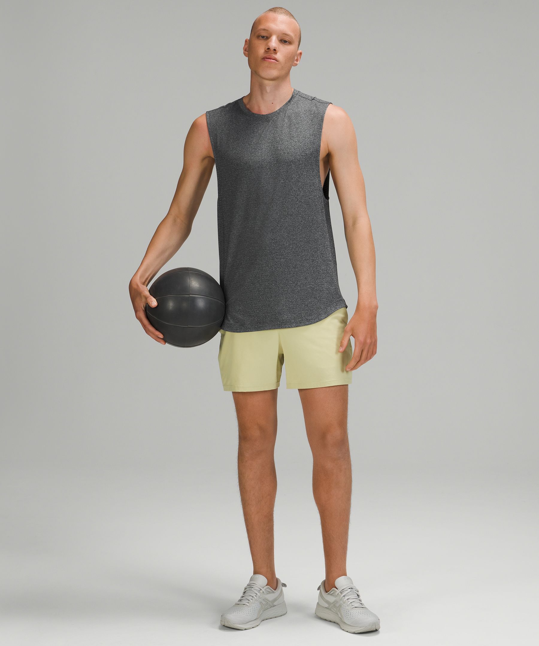 Lululemon Tank Tops Deals - Black / Rhino Grey Mens Drysense Training  Sleeveless