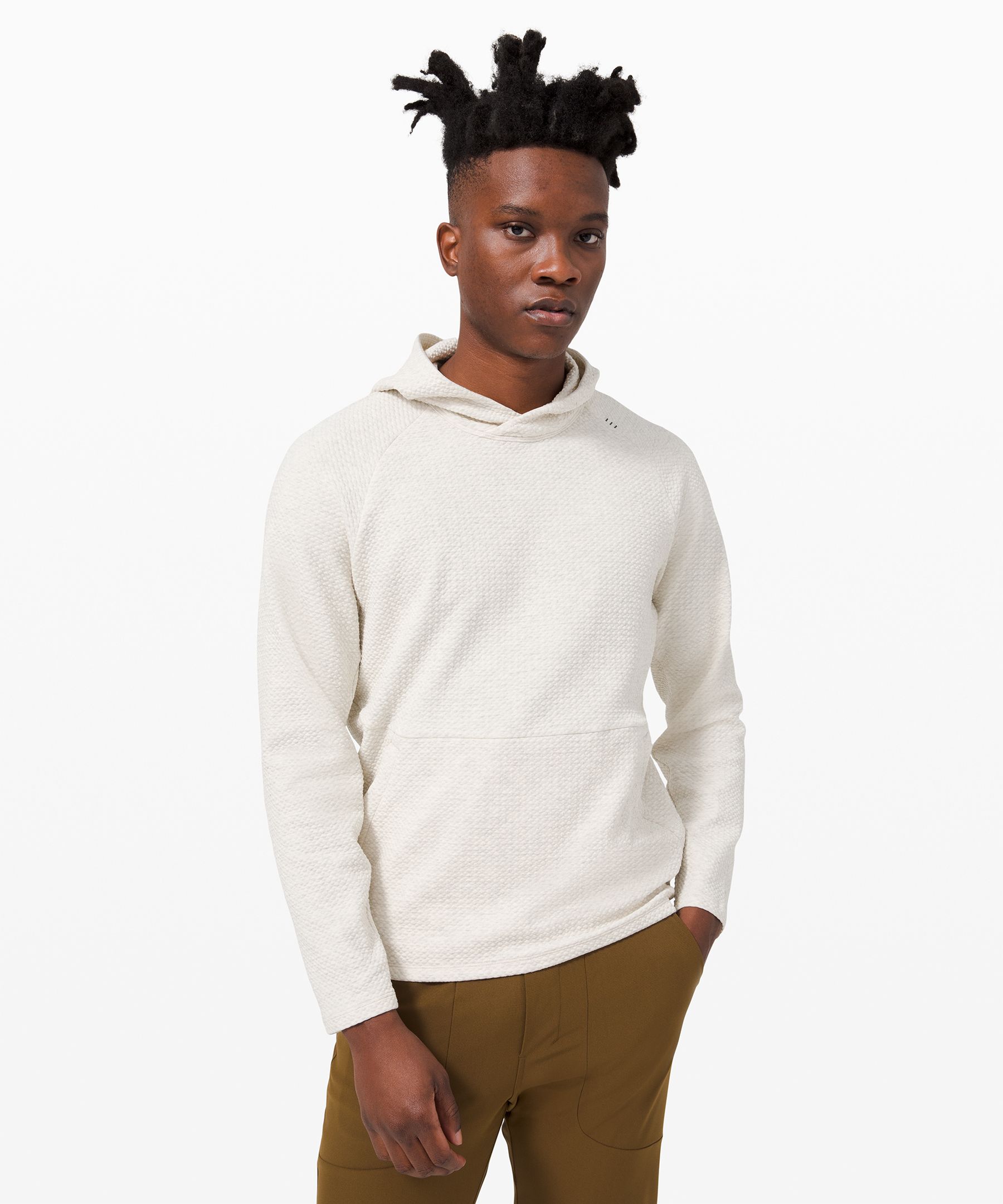 Lululemon At Ease Hoodie In Heathered Light Ivory/white