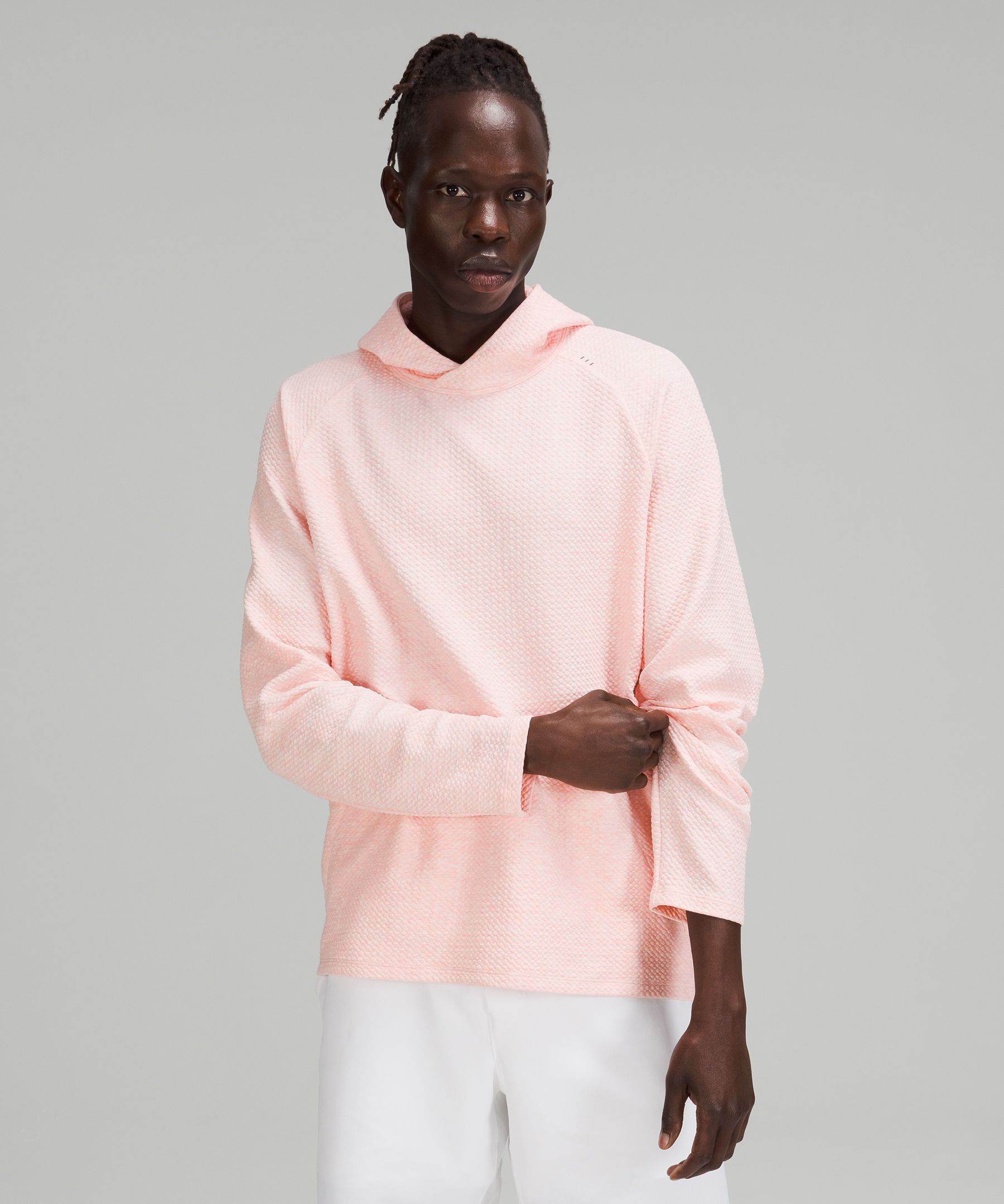 Lululemon At Ease Hoodie In Heathered Pink Mist/white