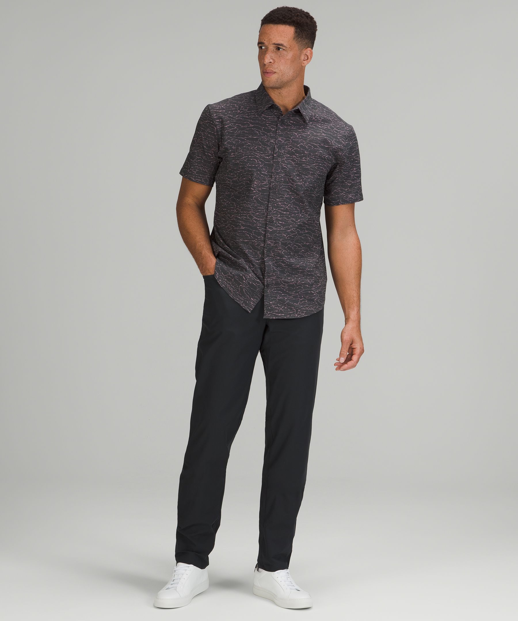 Lululemon Airing Easy Short Sleeve Button Up Shirt Ventlight Mesh In Flat  Cut Ocean Air