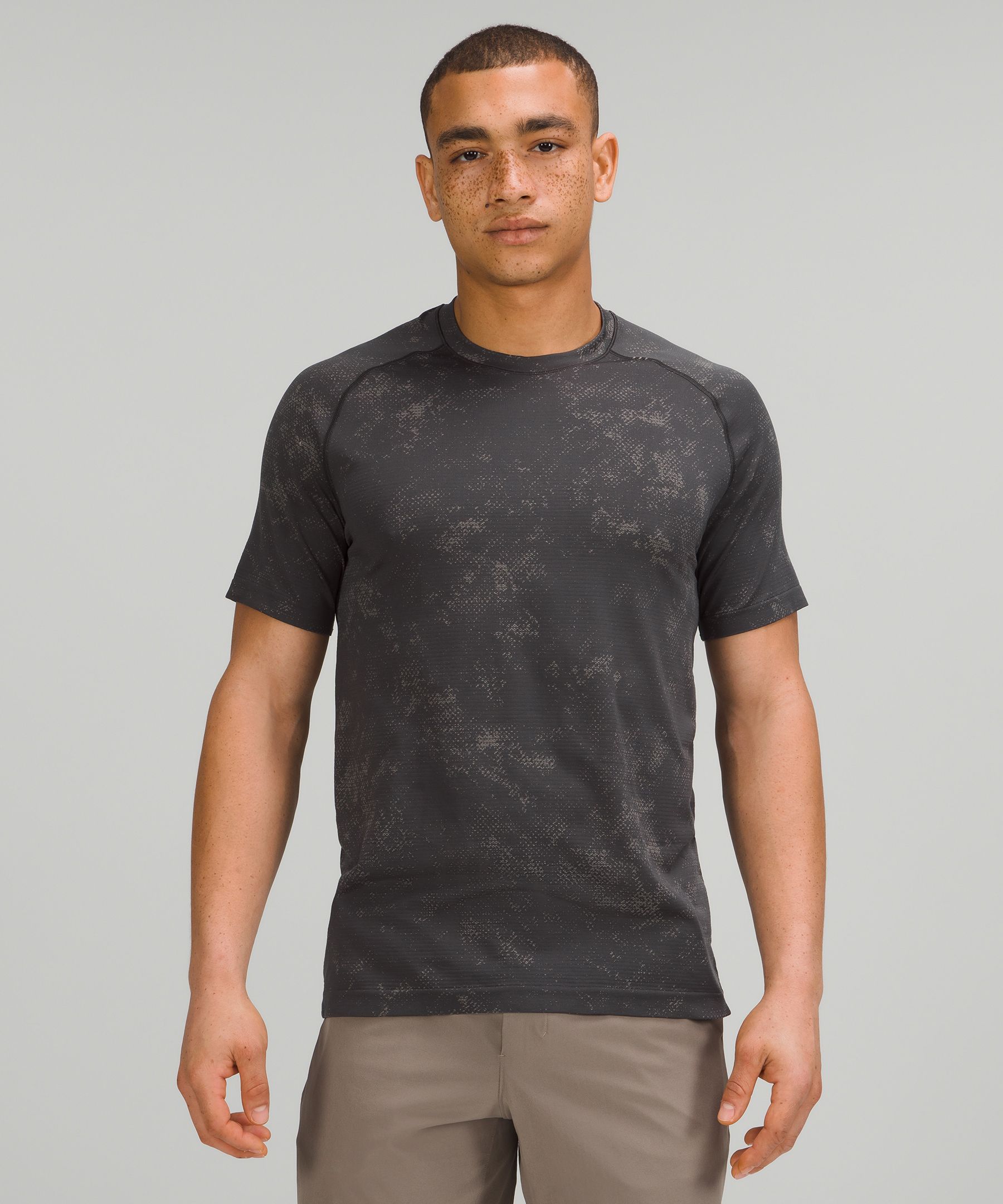 Lululemon Metal Vent Tech Short Sleeve Shirt 2.0 In Dappled Felidae Raw Linen/graphite Grey
