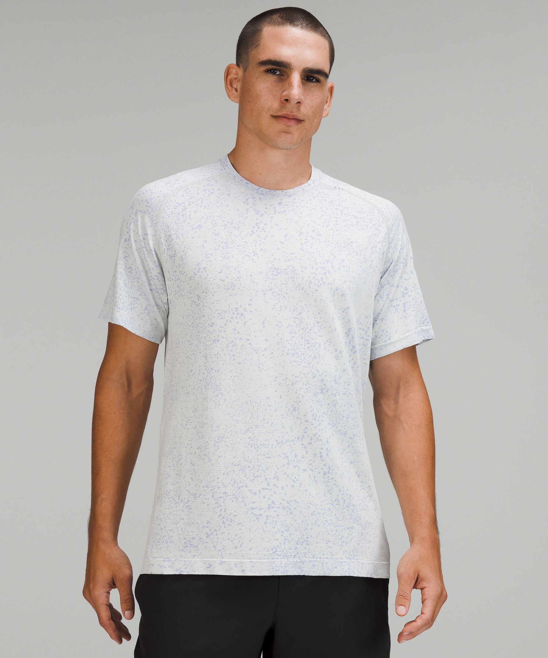 Lululemon Metal Vent Tech Short Sleeve Shirt 2.0 In Distorted Noise Charged Indigo/lemon Sorbet