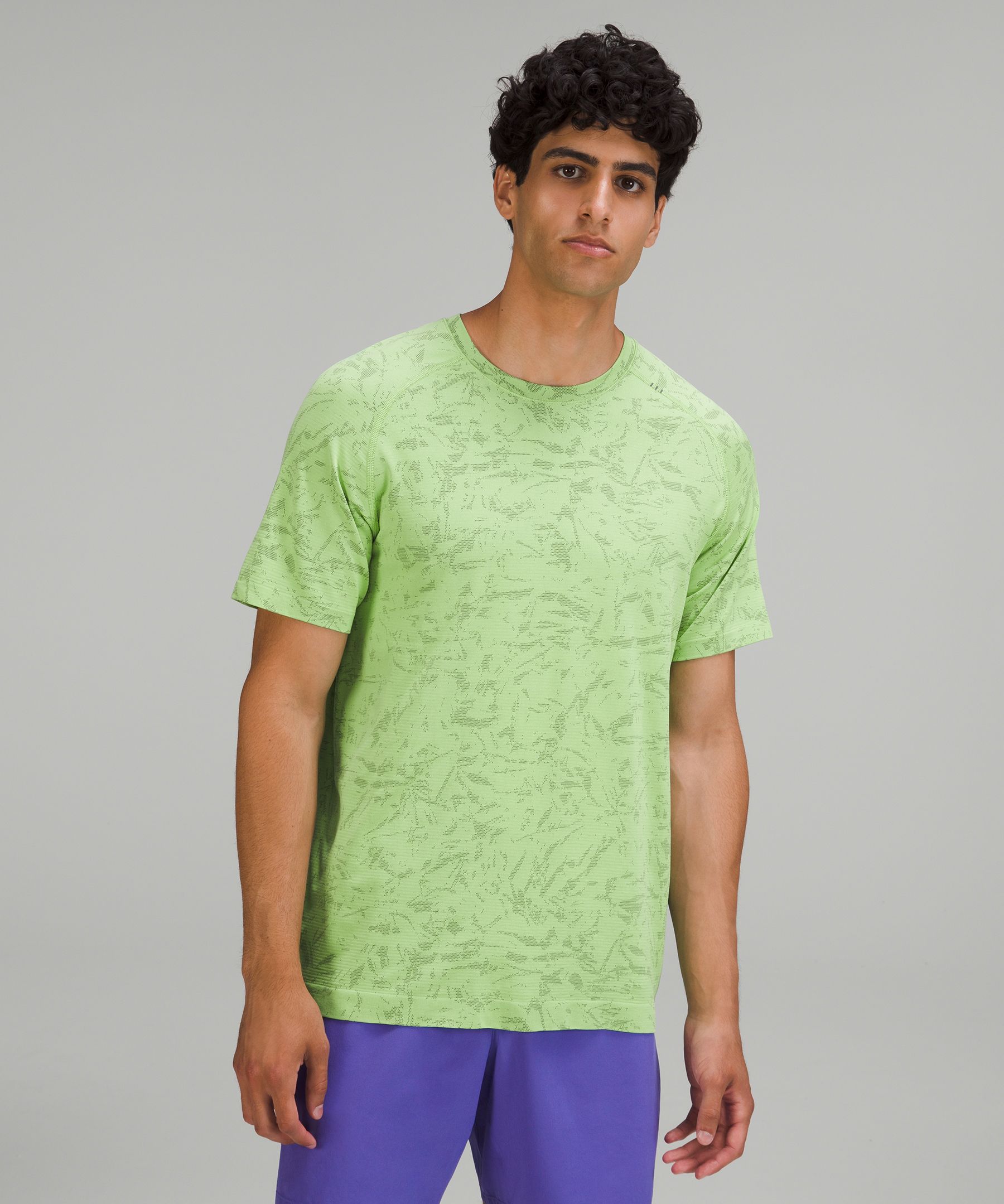 Lululemon Metal Vent Tech Short Sleeve Shirt 2.0 In Block Floral Graphite Grey/scream Green Light