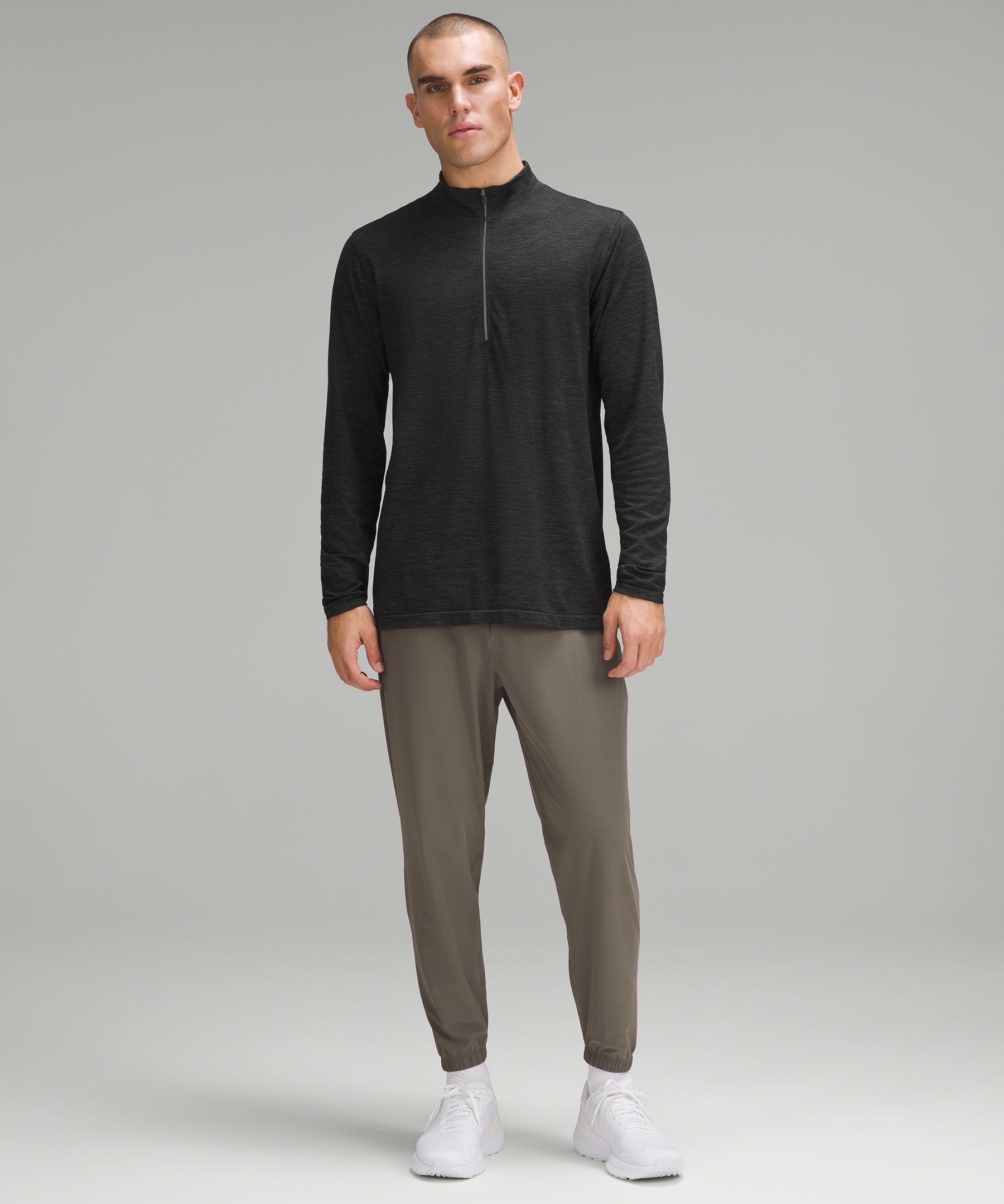 Mock-neck Sheer Mesh Geometric Long Sleeve Transparent Slim Fit Long-sleeve  T-Shirt - Black / XS