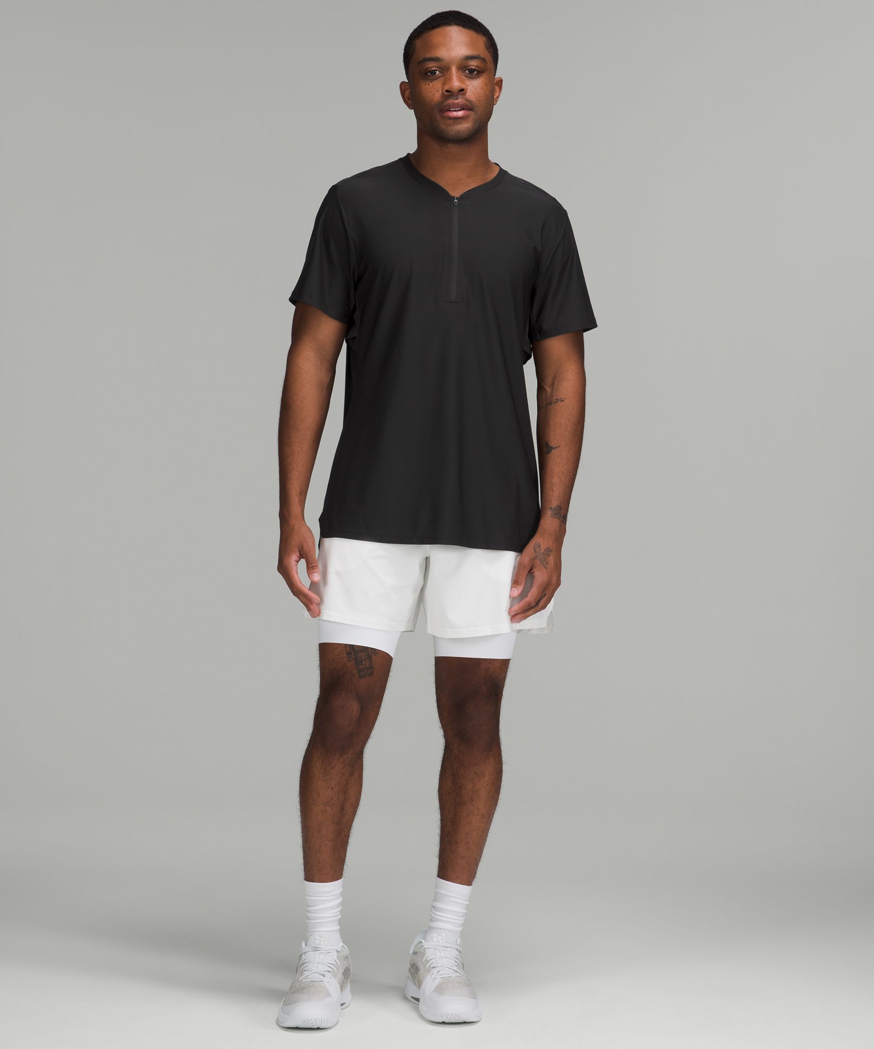 Lululemon Grid-Texture Cropped Tennis Short-Sleeve Shirt - White - lulu  fanatics