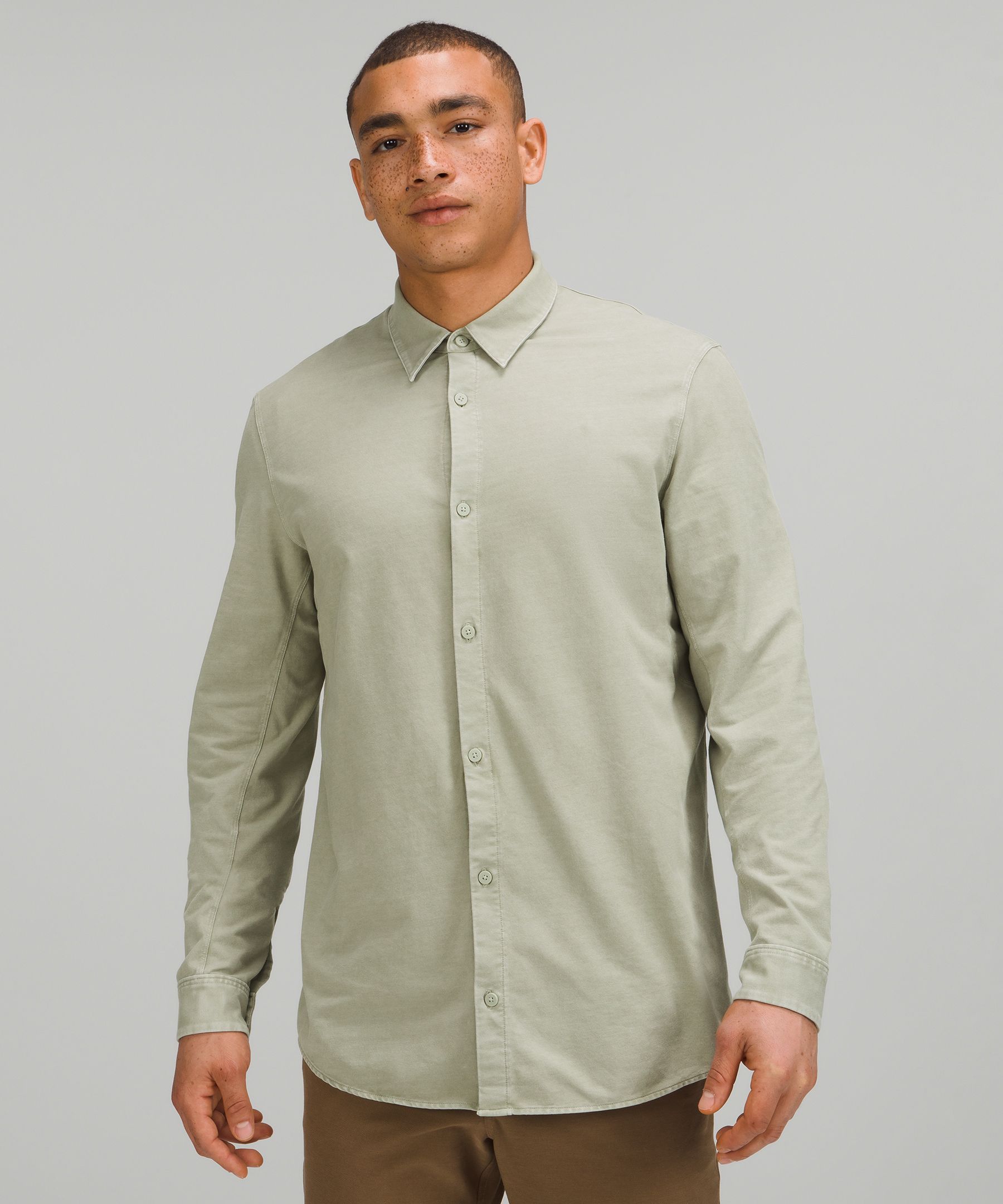 Lululemon Commission Long Sleeve Shirt In Green Fern Enzyme Dye