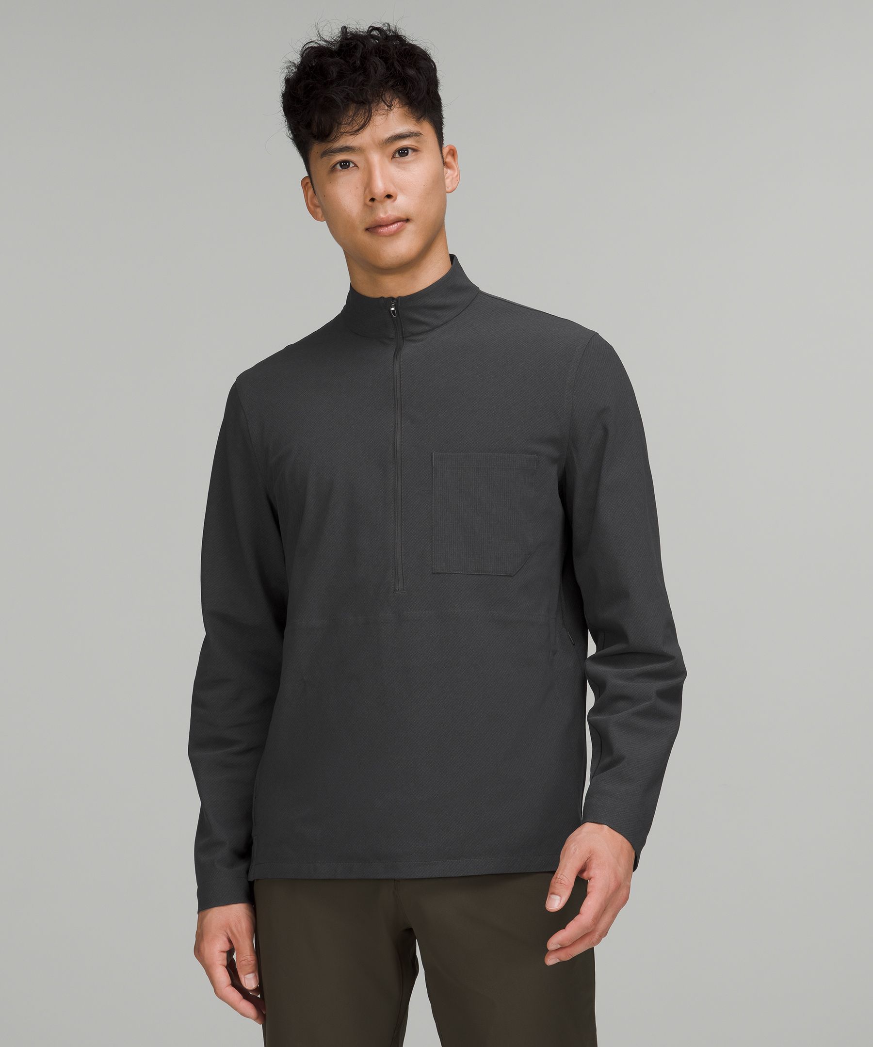 Lululemon Wovenair Half-zip In Graphite Grey