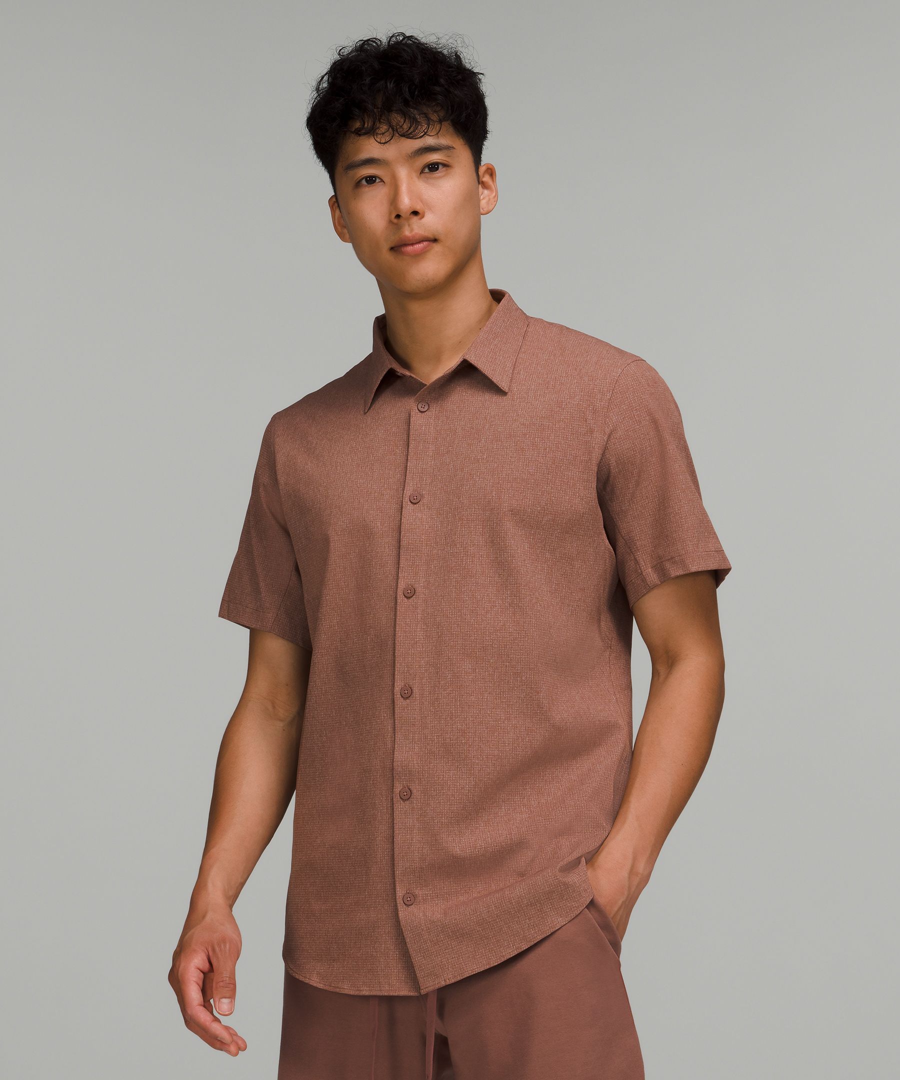 Lululemon Airing Easy Short Sleeve Shirt In Heathered Smoky Topaz