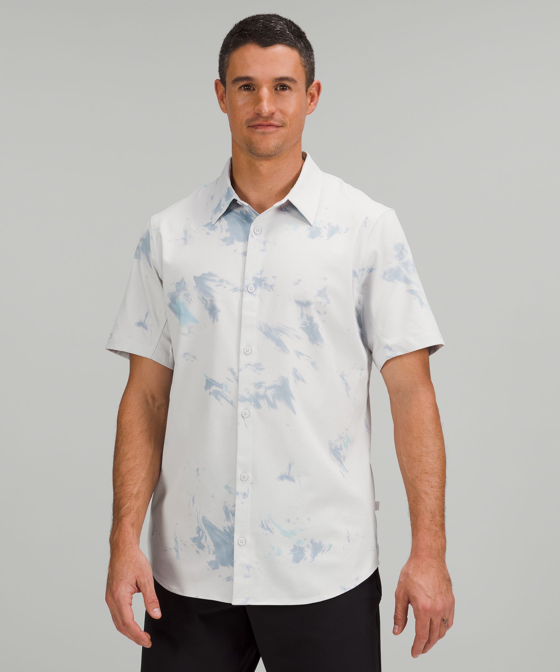 Lululemon Airing Easy Short Sleeve Shirt In Diffuse Dye Print Blue