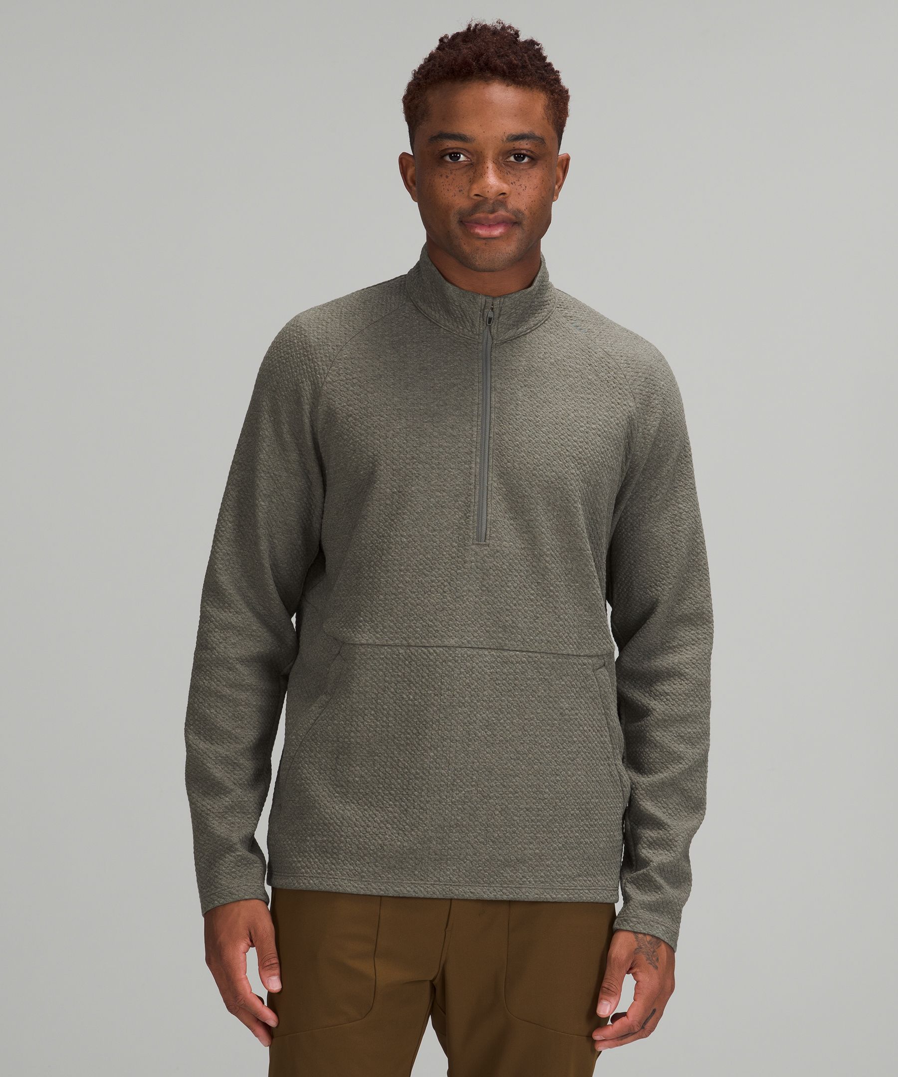 Lululemon At Ease Half-zip In Heathered Grey Sage/black