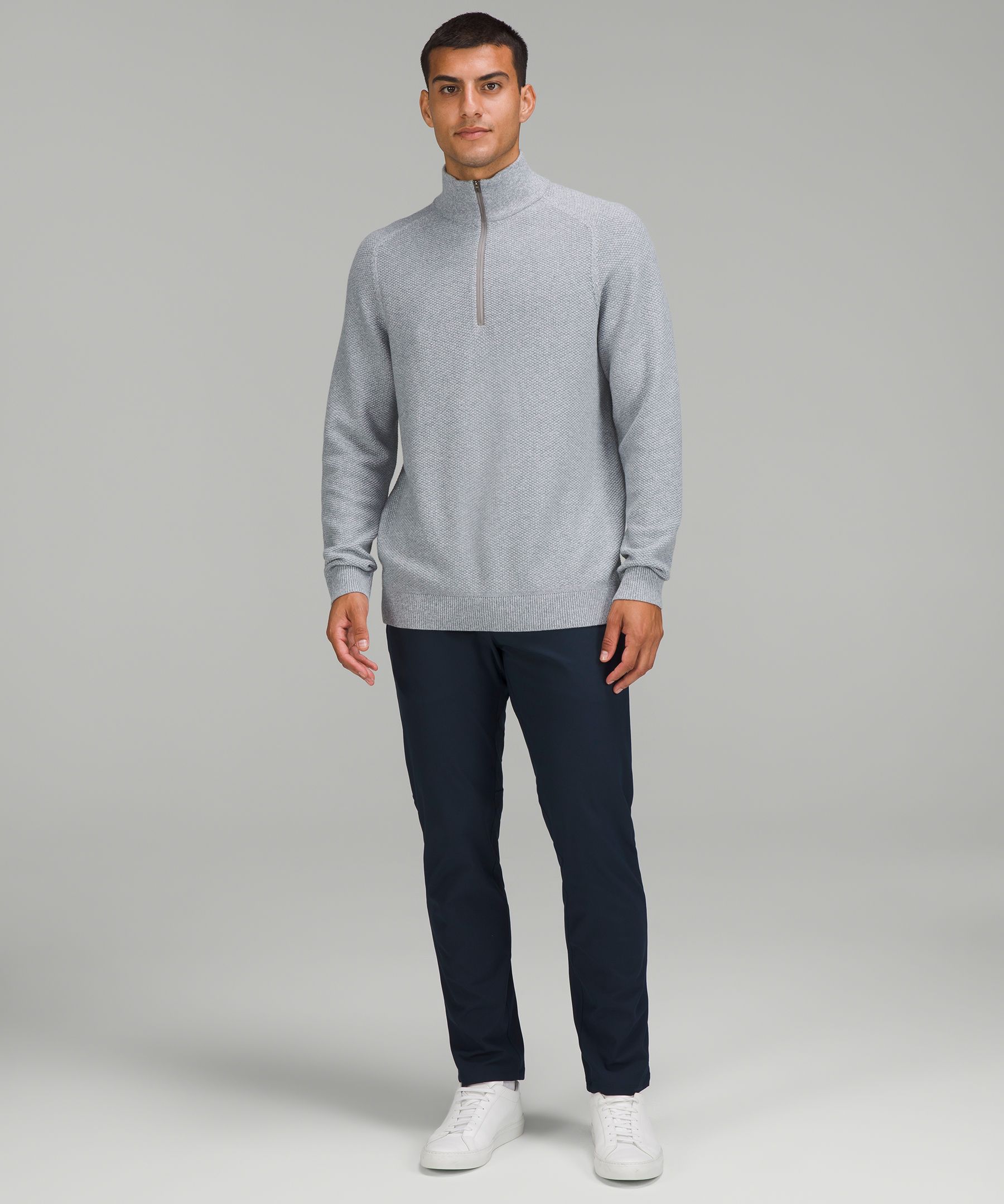Casa Moda - Half Zip Textured Knit Sweater - 100% Cotton - 413710500 - 
