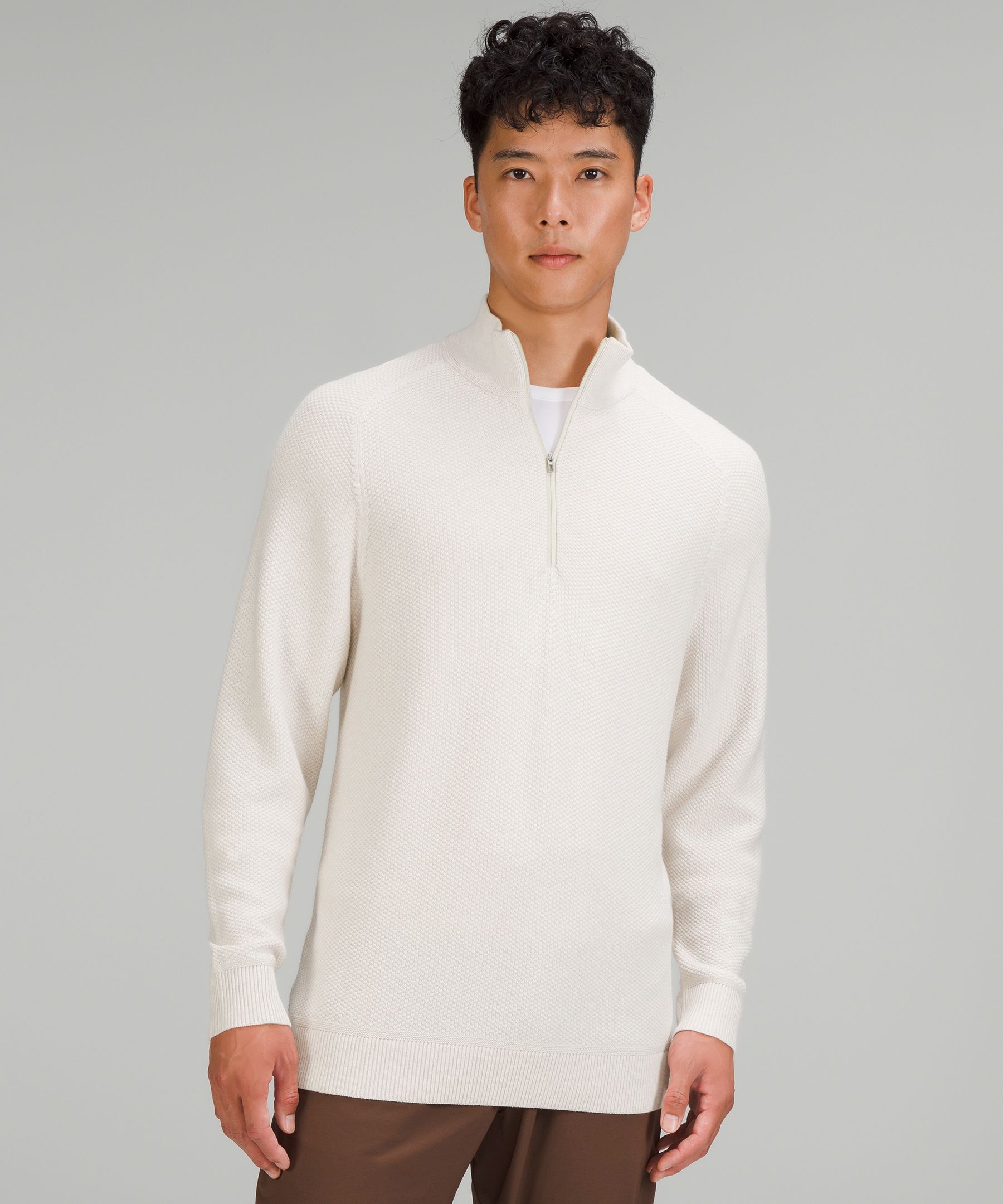 Men Half-Zipper High-Neck Sweatshirt