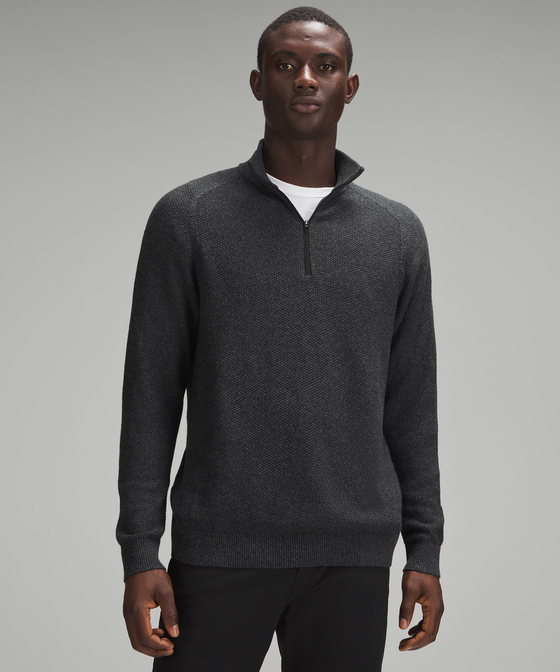 Lululemon Textured Knit Half-zip Sweater In Gray