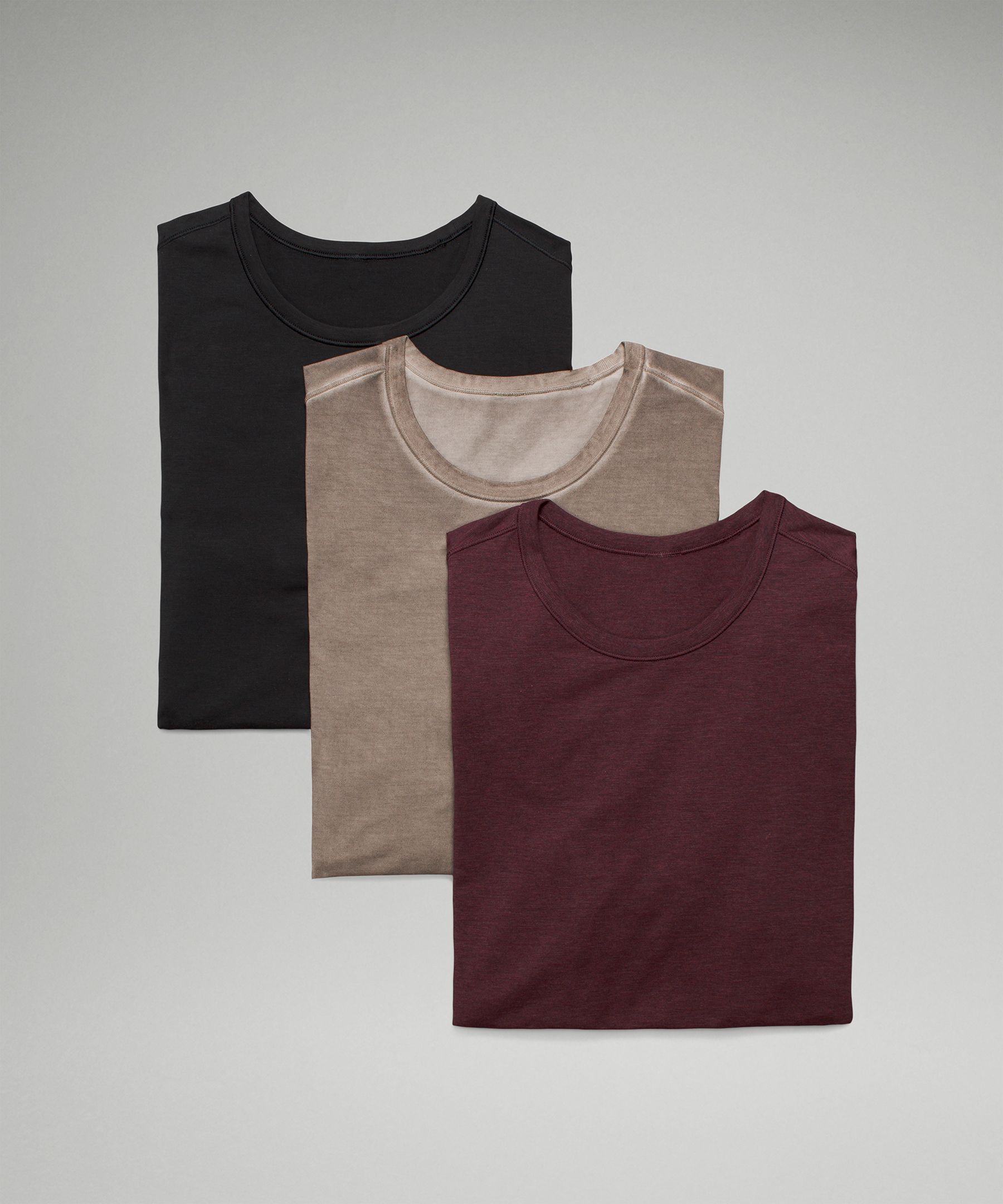 Lululemon 5 Year Basic Tshirt 3 Pack In Black/carbon Dust Sun Wash
