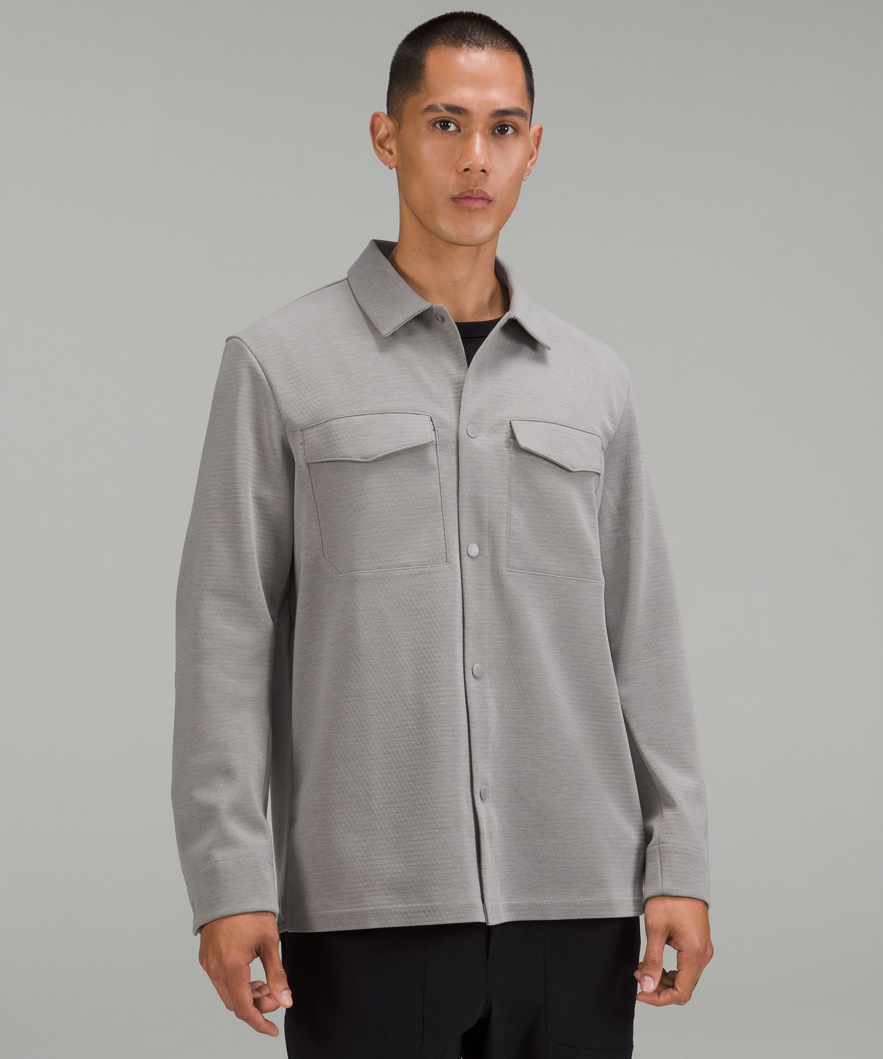 Lululemon Gridliner Fleece Overshirt In Heathered Gull Grey