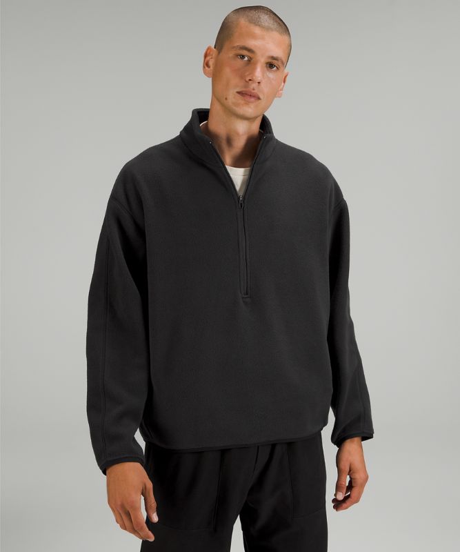 Oversized-Fleece-Sweatshirt mit halblangem Reißverschluss