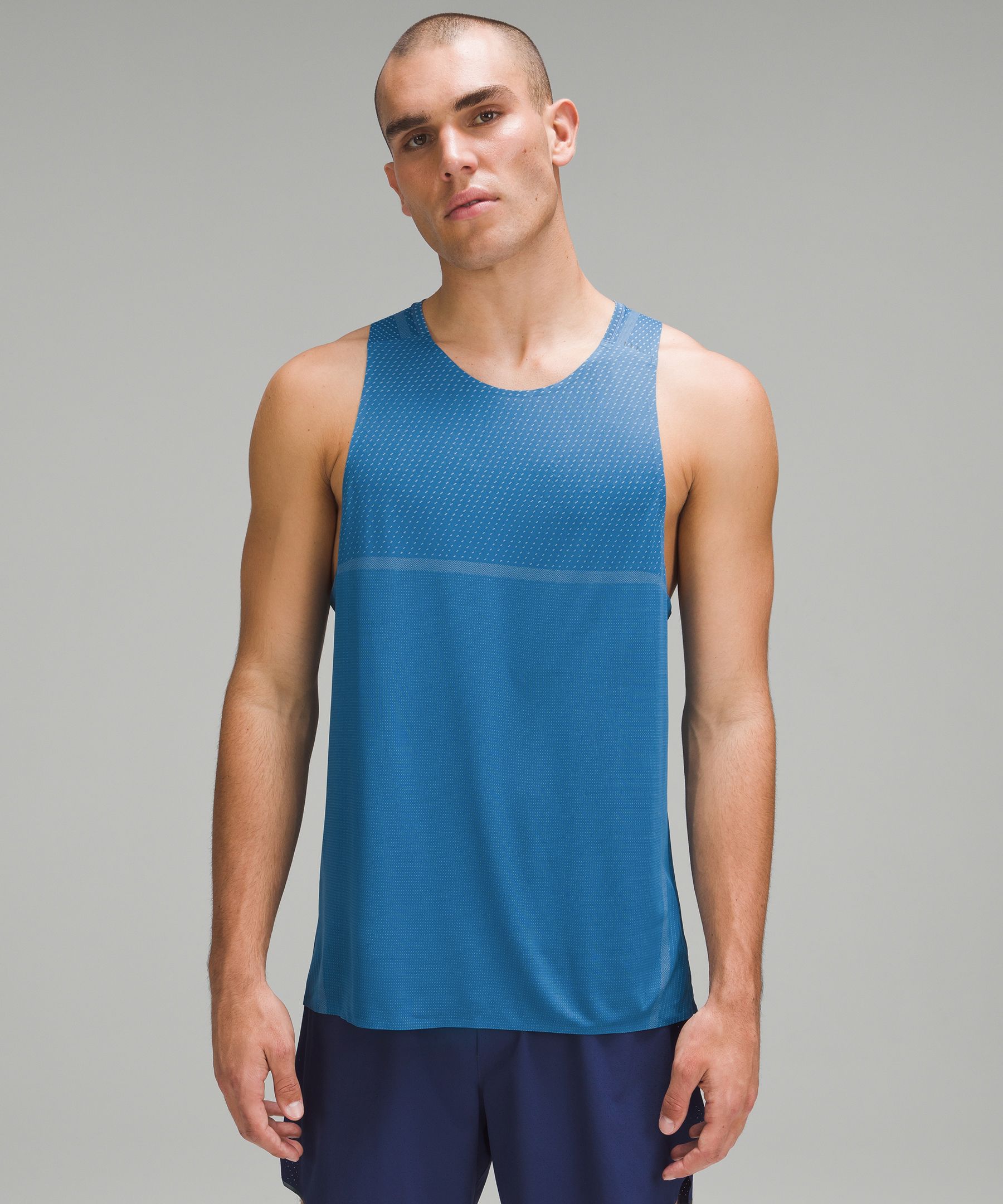 Men's Sleeveless Running Tank Top |  Azure Blue / XL