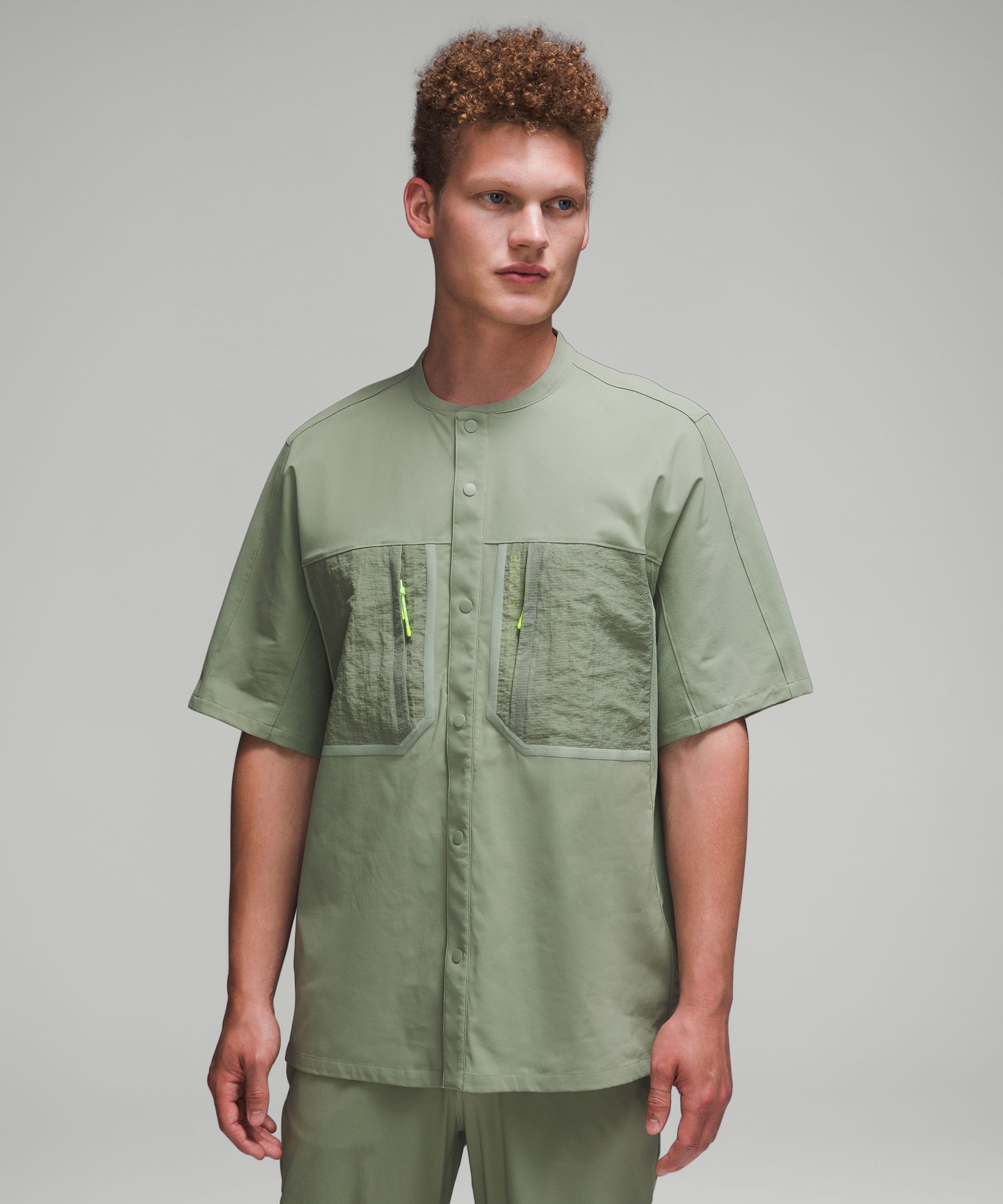 Lululemon Water-repellent Hiking Short Sleeve Shirt In Laurel Green