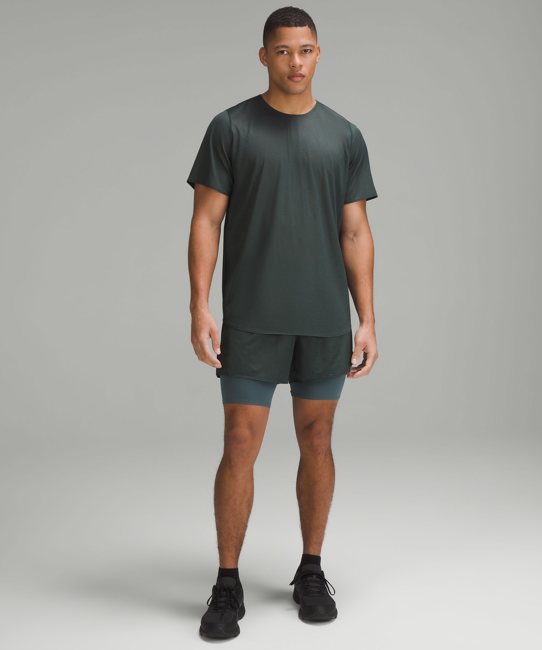 Lululemon Lab Grid Mesh Short-sleeve Shirt Graphic