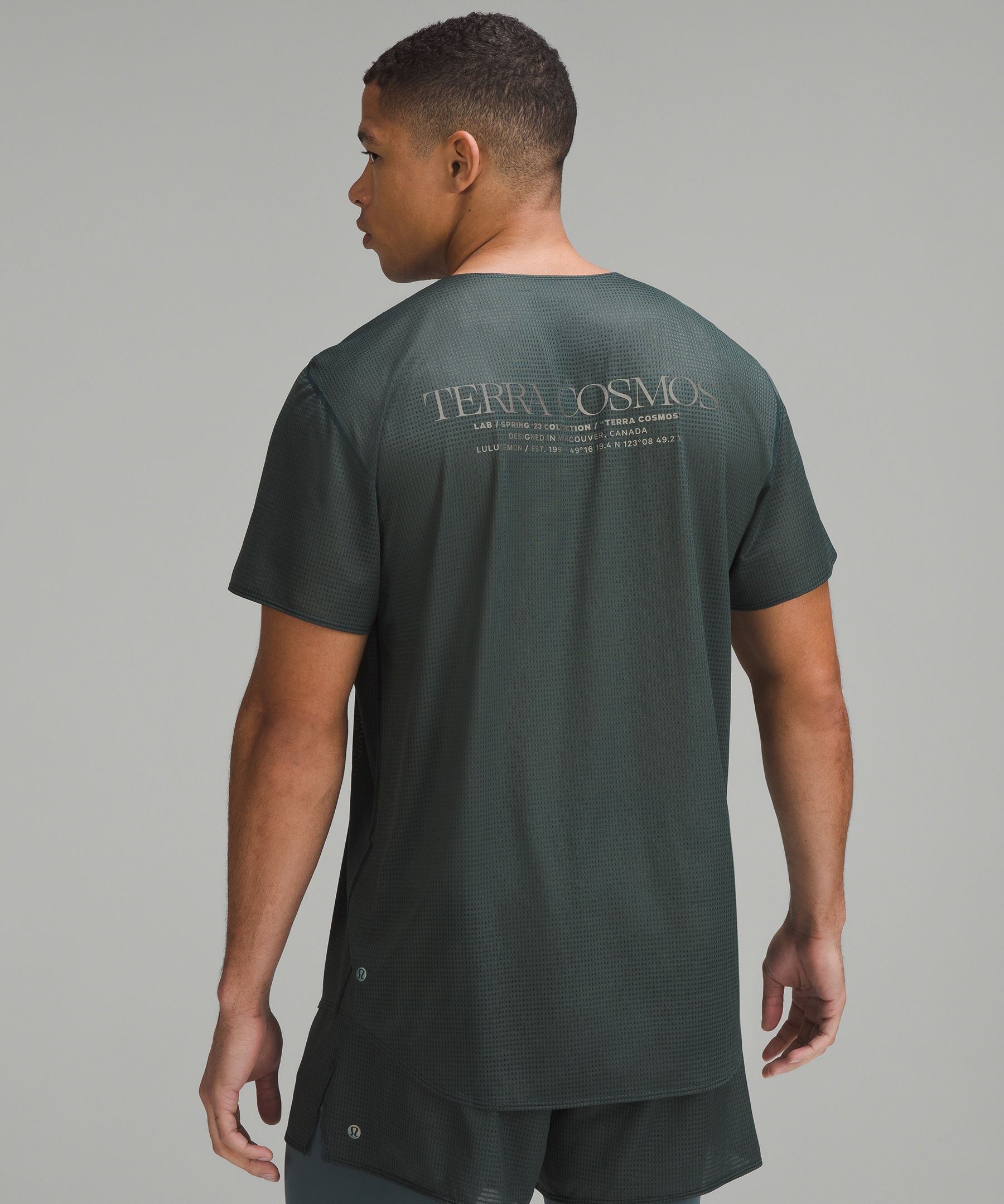 Shop Lululemon Lab Grid Mesh Short-sleeve Shirt Graphic