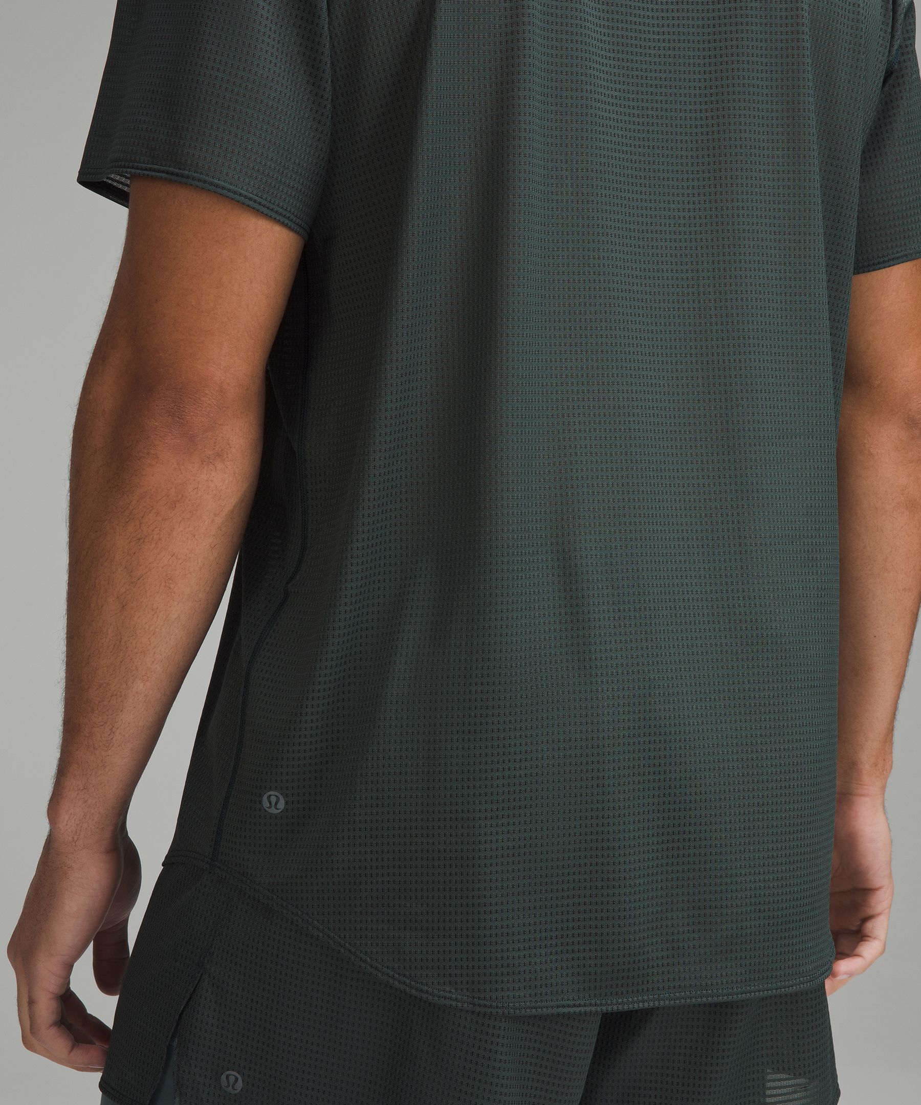 Shop Lululemon Lab Grid Mesh Short-sleeve Shirt Graphic