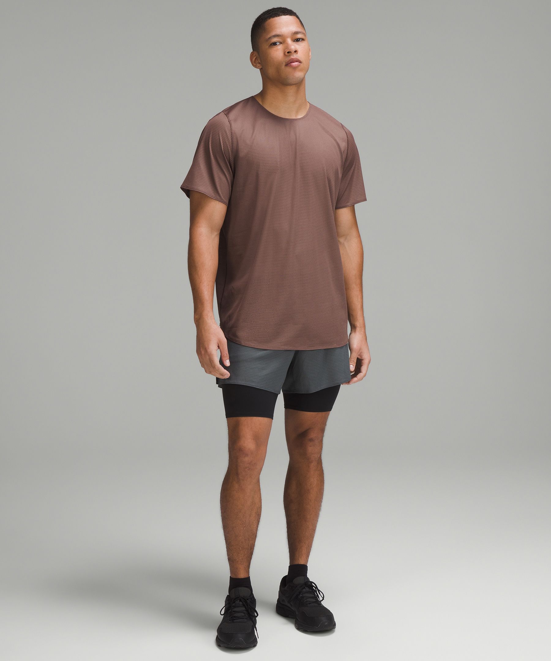 Lululemon Lab Grid Mesh Short-sleeve Shirt Graphic