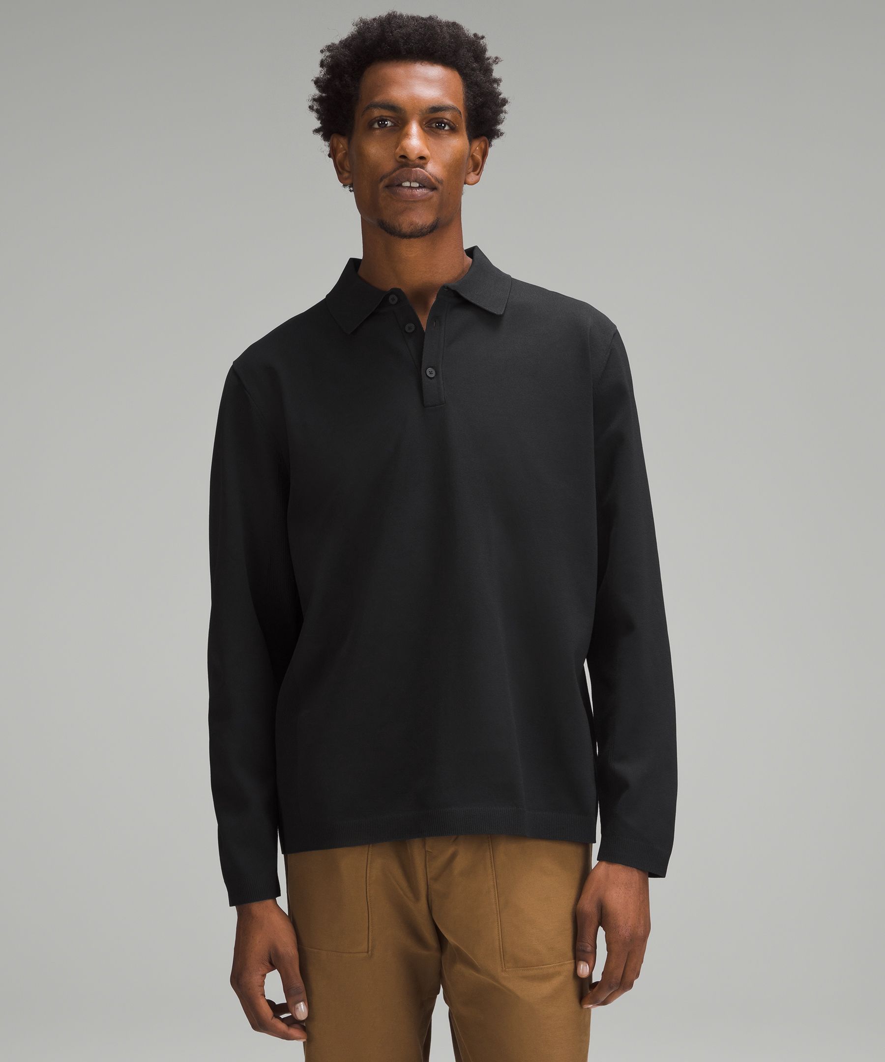 Black Long Sleeve Polo Shirt