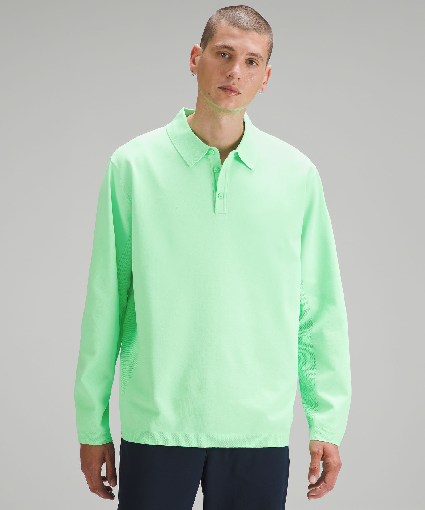 Buy Khaki Green Regular Knitted Long Sleeve Polo Shirt from Next USA