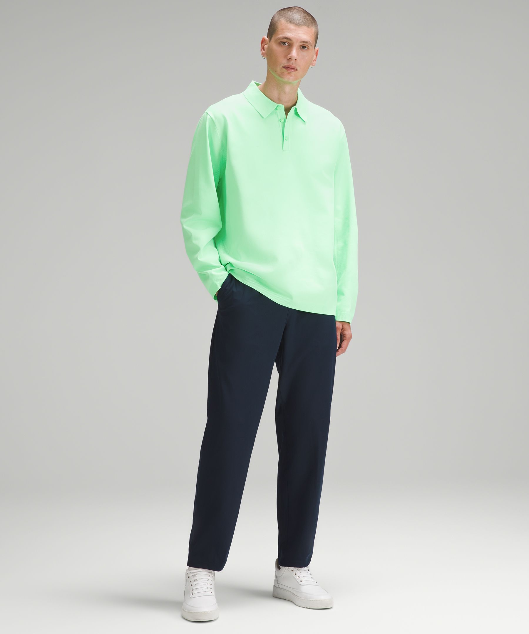 Shop Lululemon Lightweight Knit Long-sleeve Polo Shirt