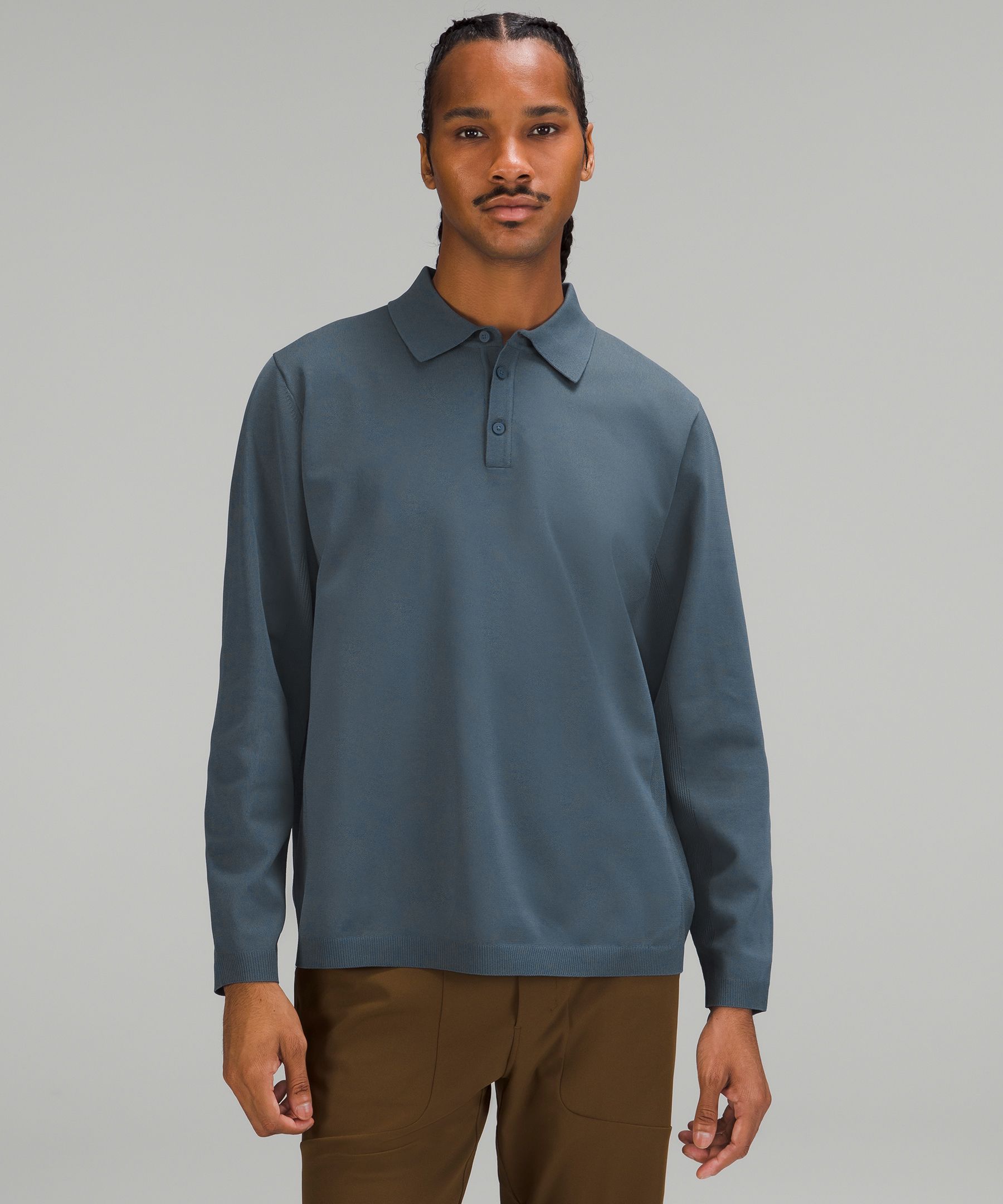 Lululemon Lightweight Knit Long sleeve Polo Sweater In Blue ModeSens