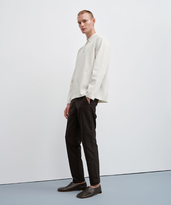 Lightweight Knit Long-Sleeve Polo Shirt