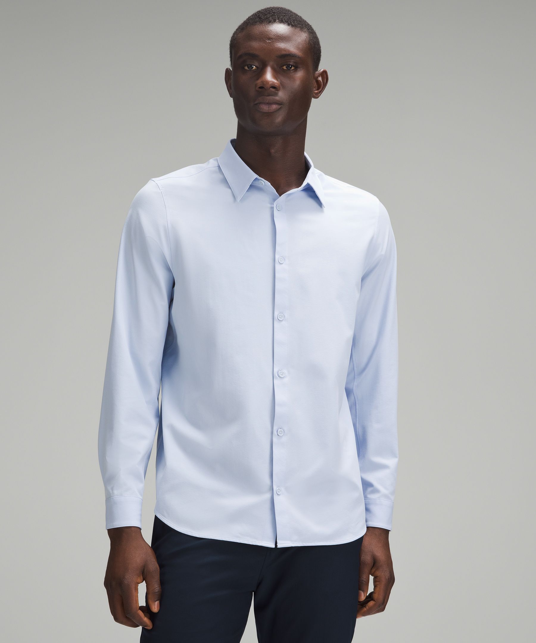 Lululemon New Venture Slim-Fit Long-Sleeve Shirt - Blue/Pastel - Size XXL Easy Care Fabric