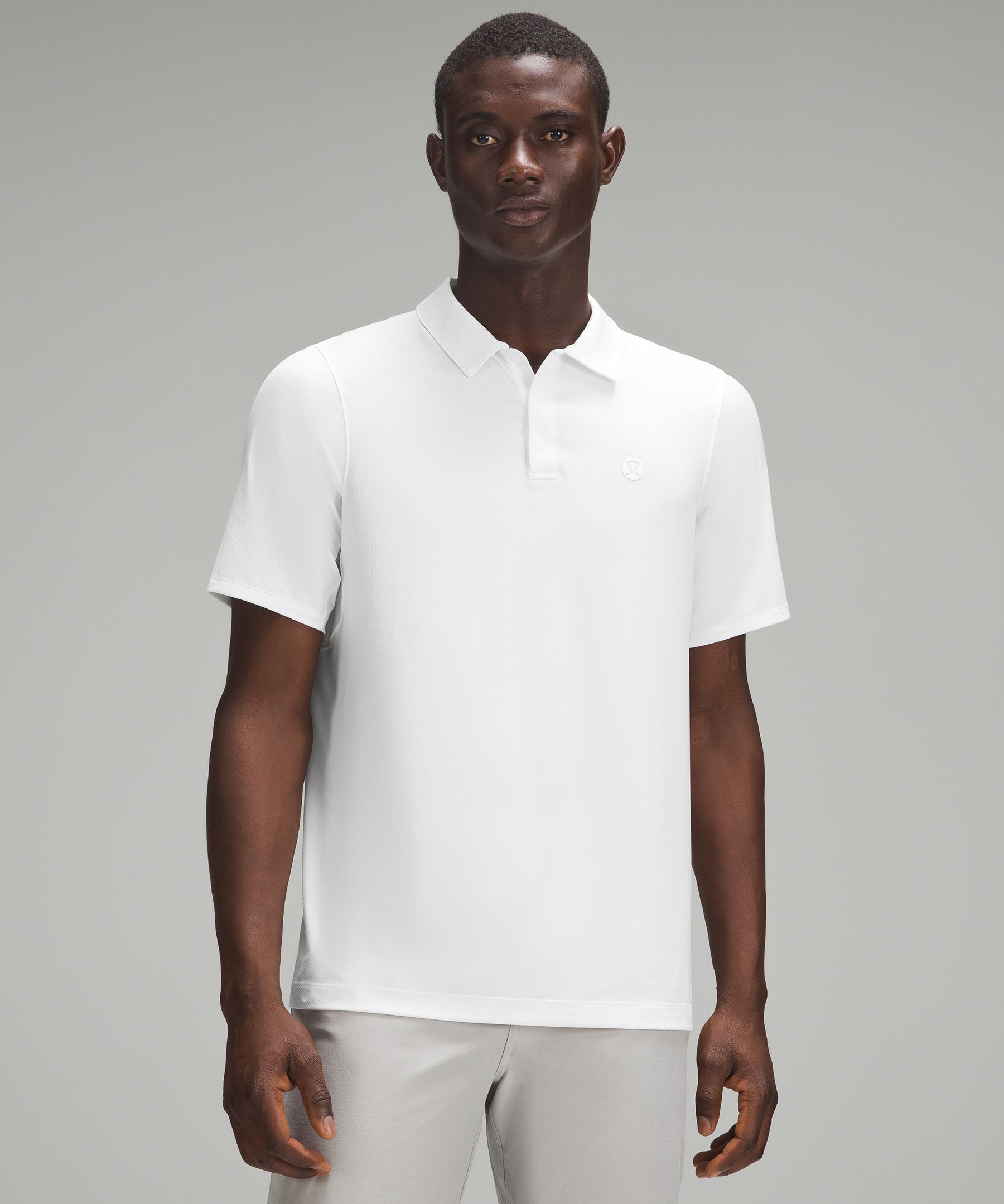 Lululemon Snap-front Performance Short-sleeve Polo Shirt In White
