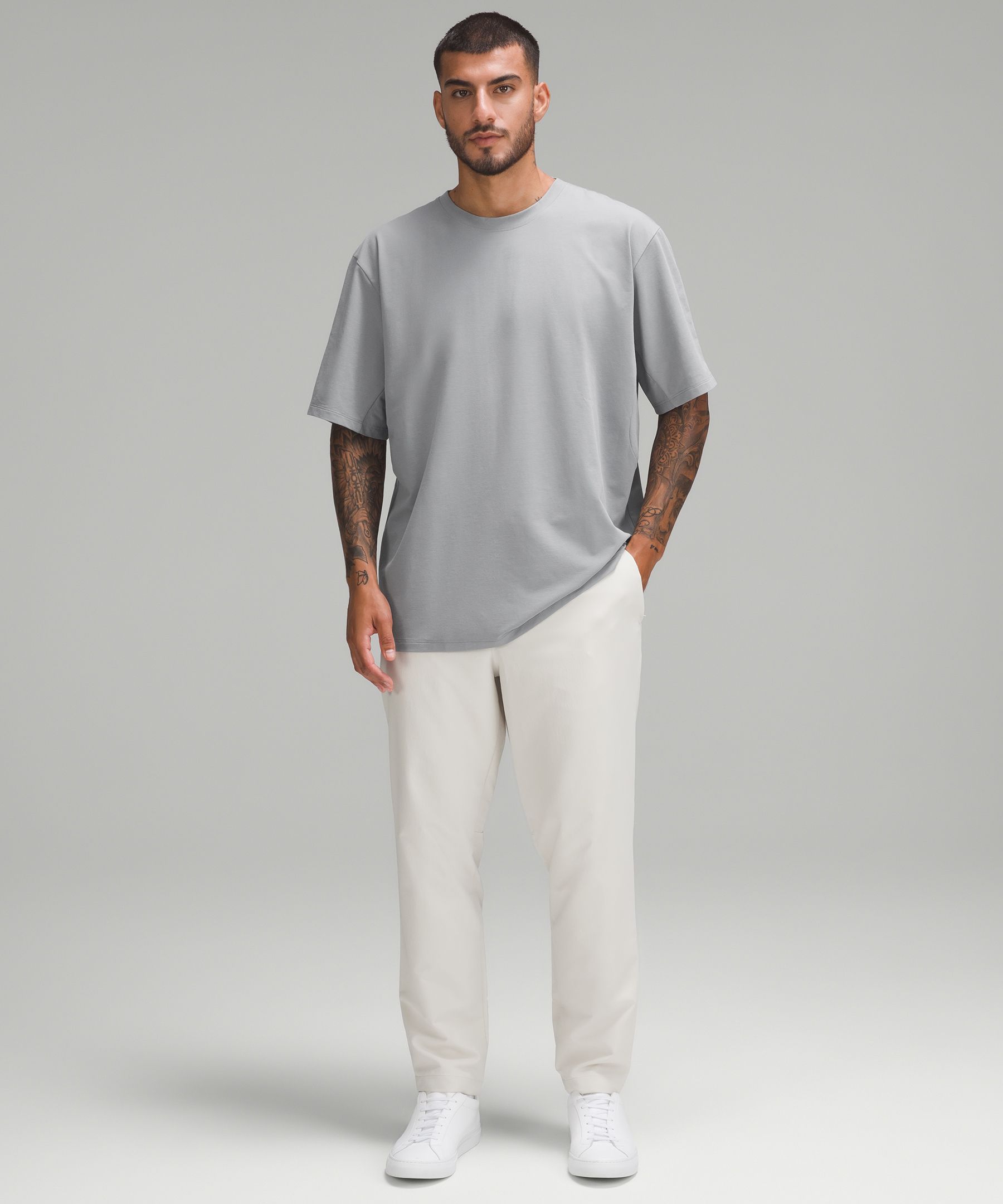 Lululemon Pique Oversized-Fit T-Shirt - Grey/White - Size Large Easy Care Fabric