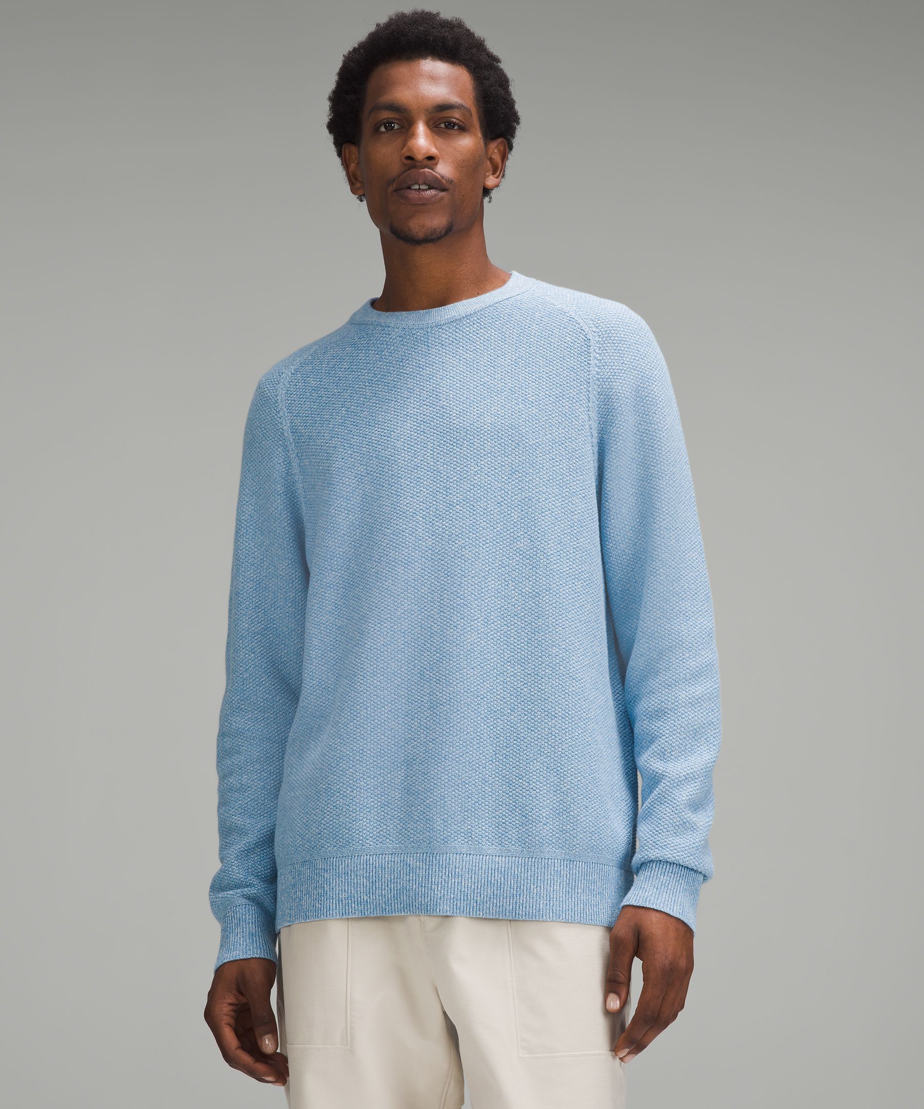 Textured Knit Crewneck Sweater  Men's Hoodies & Sweatshirts