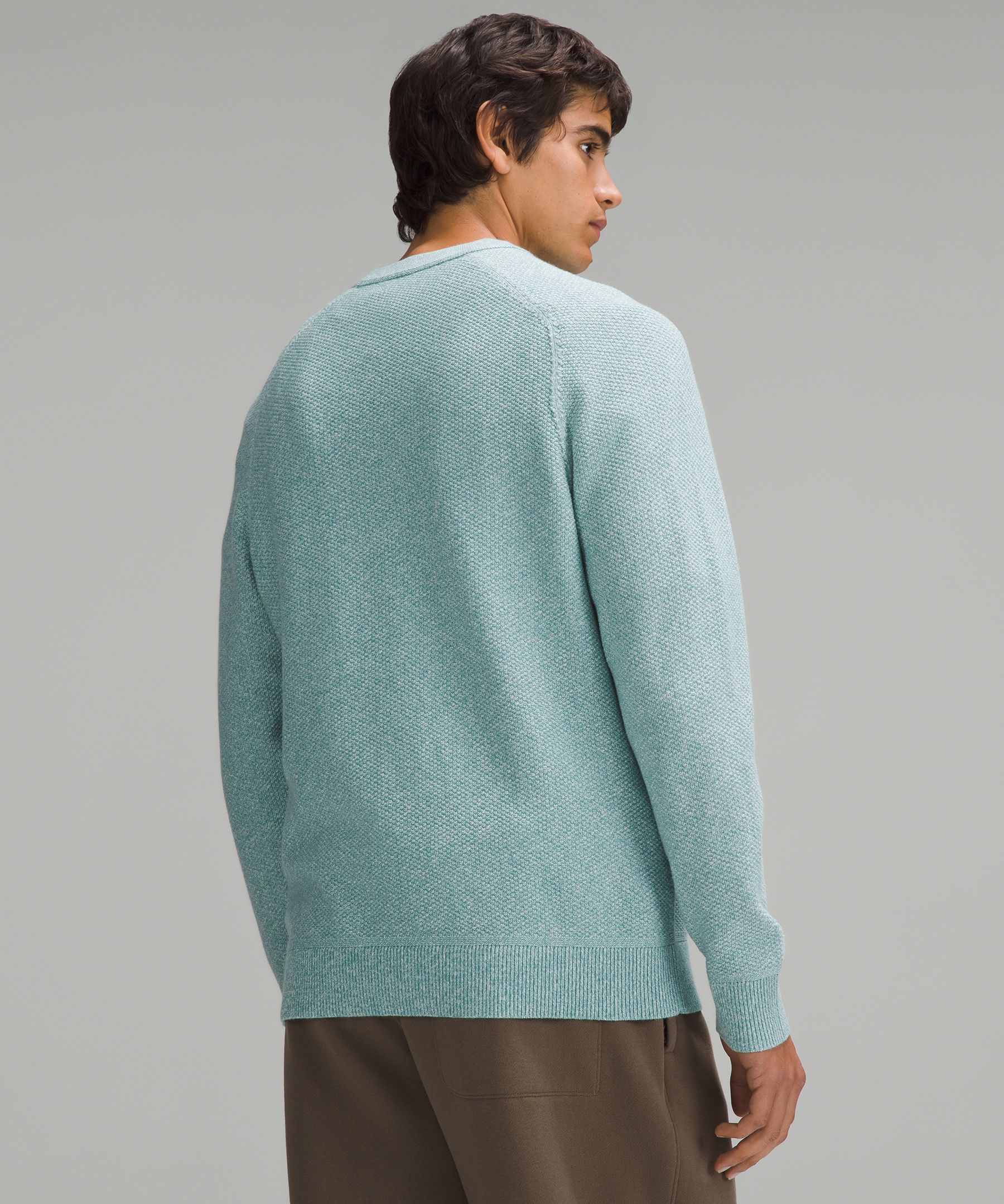 Textured Knit Crewneck Sweater, Men's Hoodies & Sweatshirts