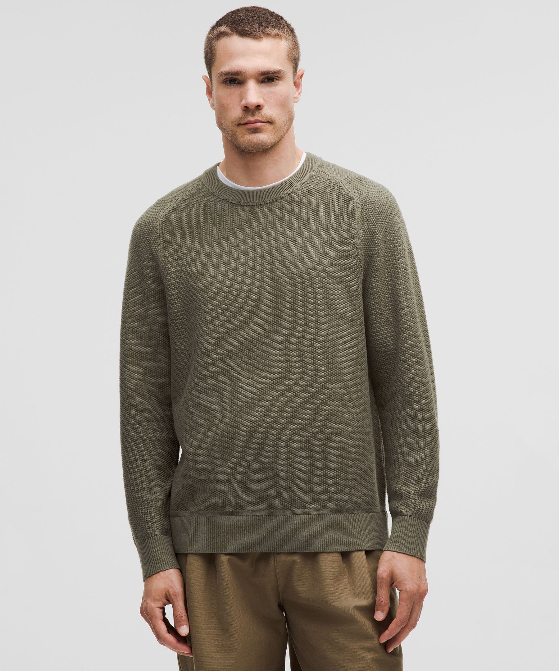 Textured Knit Crewneck Sweater