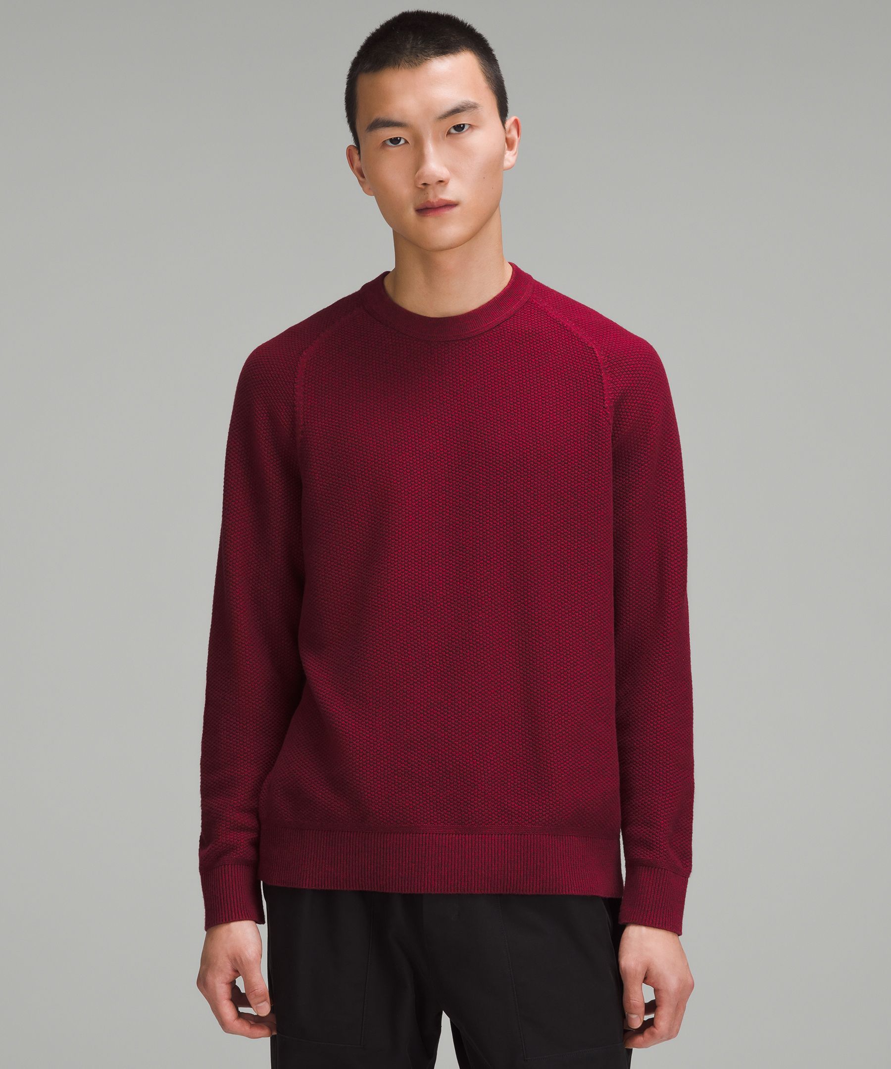 Textured Knit Crewneck Sweater