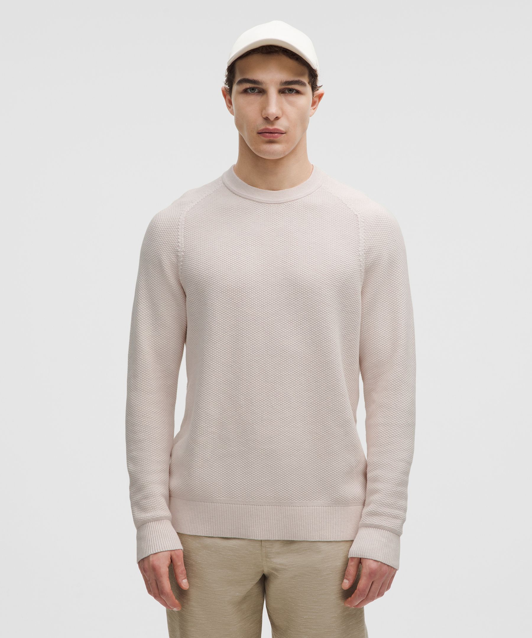 Textured Knit Crewneck Sweater, Men's Hoodies & Sweatshirts