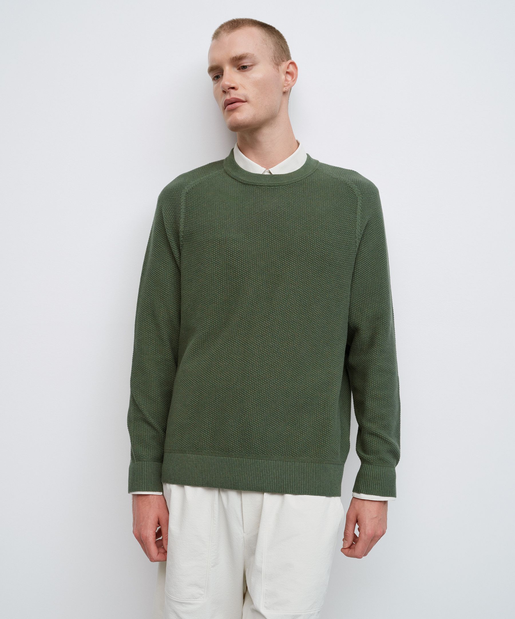 Textured Knit Crewneck Sweater