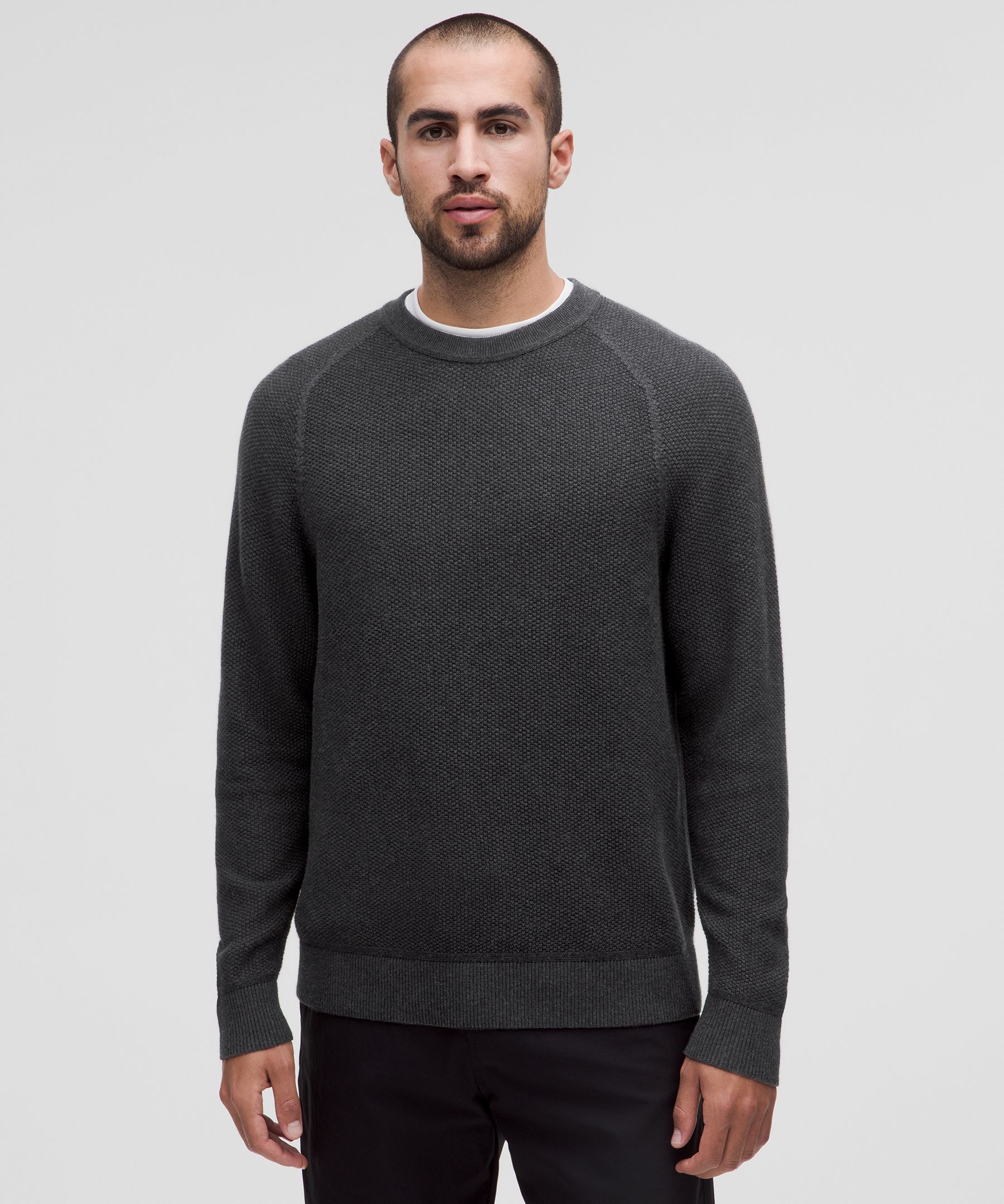 Textured Knit Crewneck Sweater  Men's Hoodies & Sweatshirts