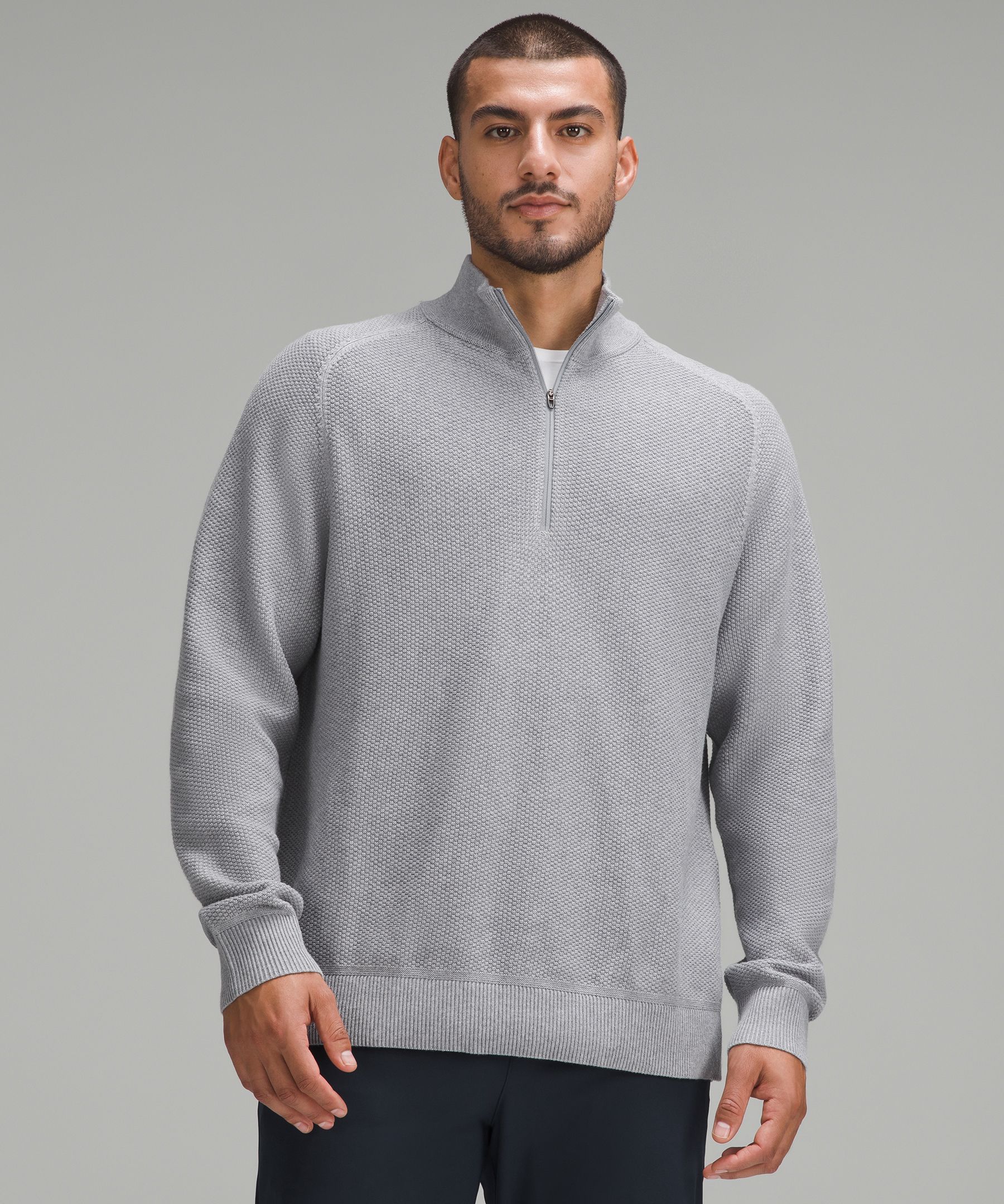Lululemon Textured Knit Half-zip Sweater In Gray